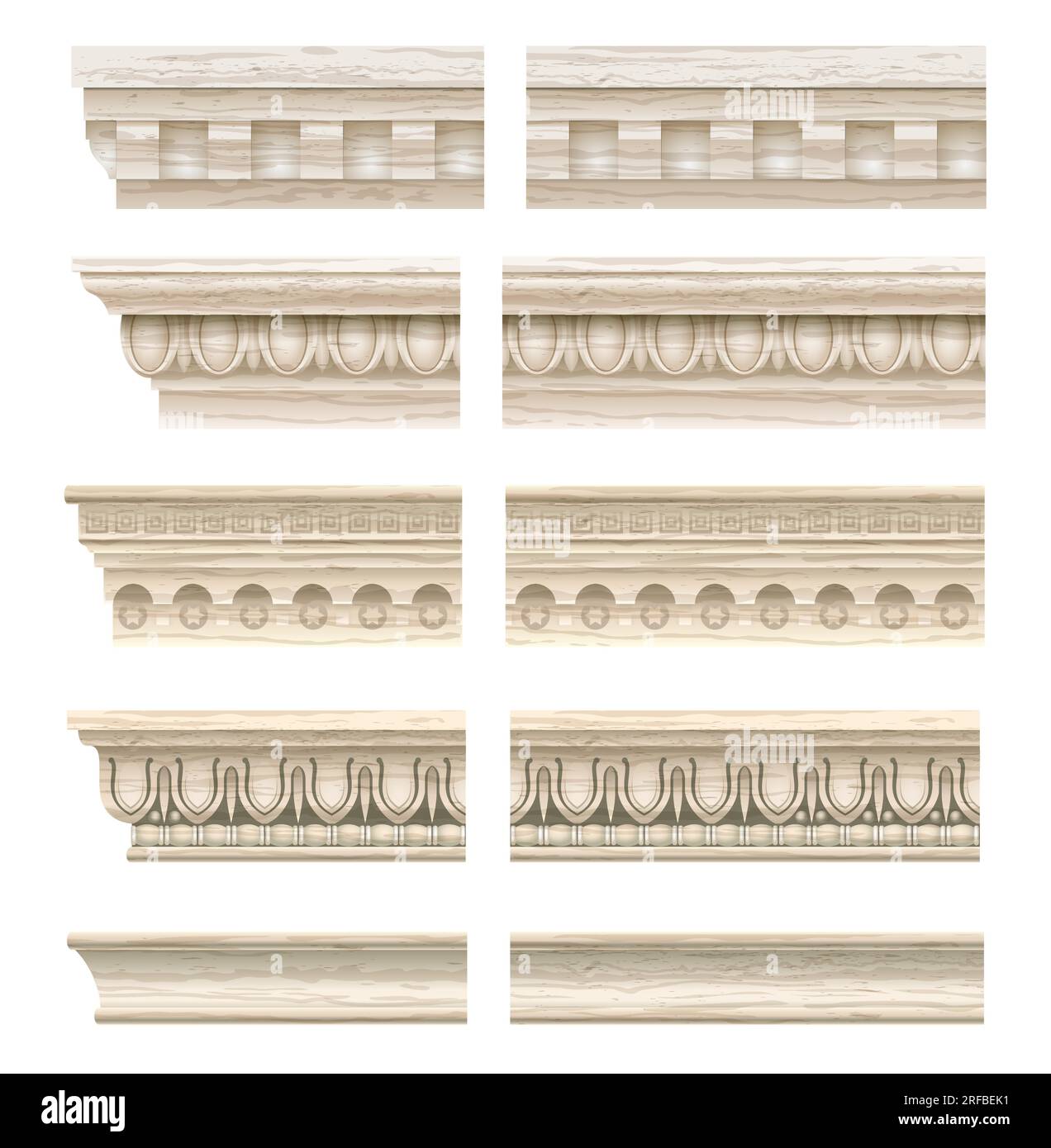 Ensemble de ld corniches en marbre classique Illustration de Vecteur
