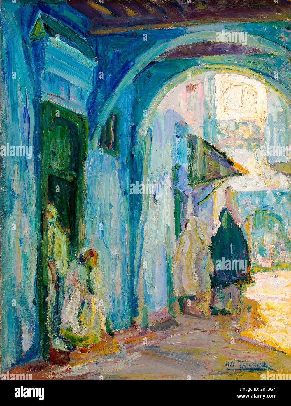 Henry Ossawa Tanner, rue à Tanger, peinture à l'huile sur panneaux de fibres, vers 1910 Banque D'Images