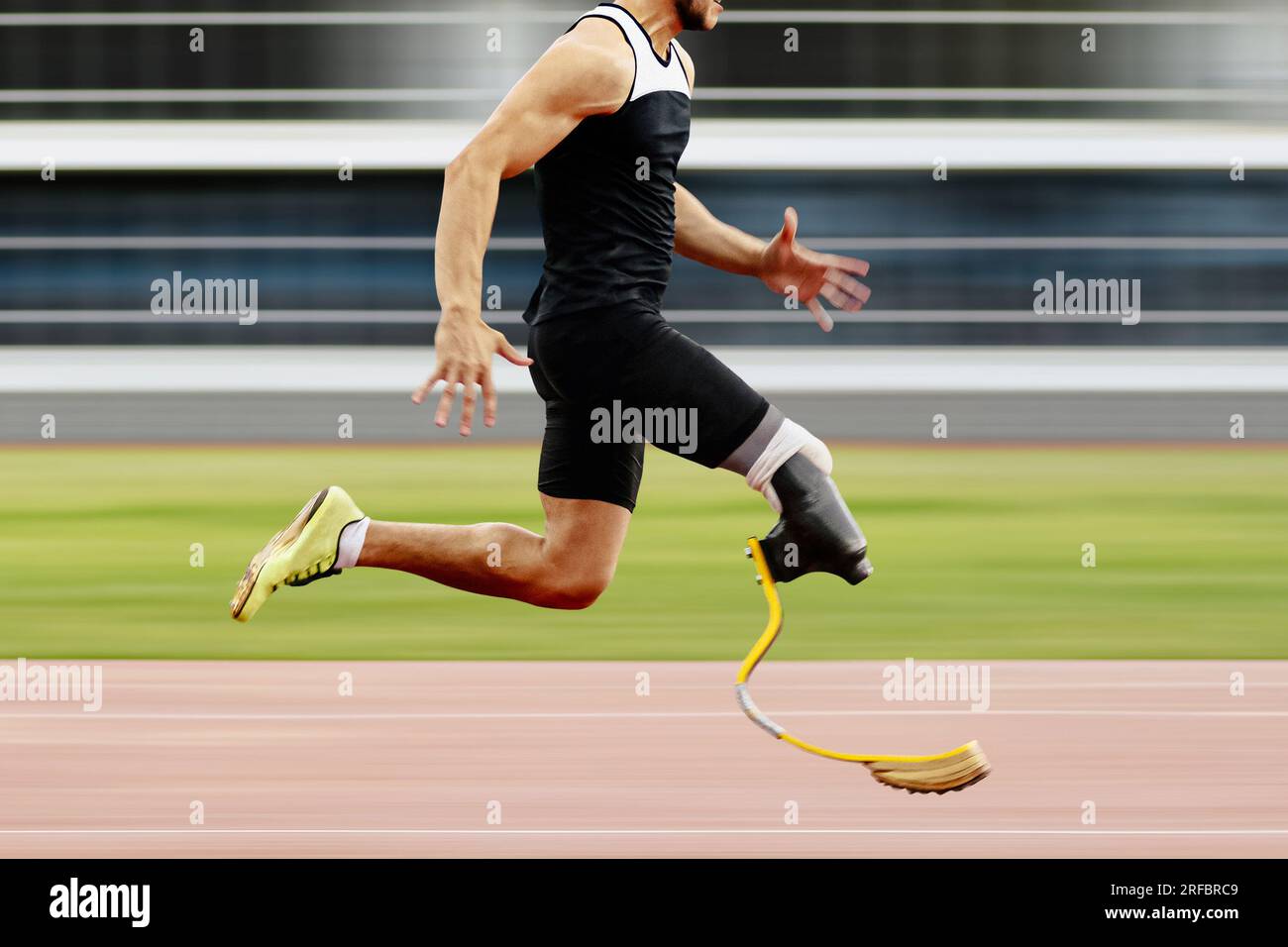 motion blur handicap athlète course de sprint dans la compétition d'athlétisme, sports jeux d'été Banque D'Images