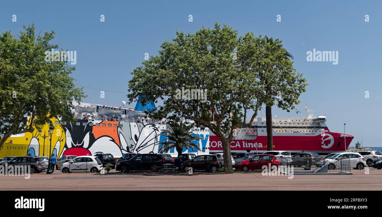 Korsika Fähre, corsika Ferrries, sardinia ferries, Moby Vicent, Corsica linea, Bastia, Korsika, Frankreich, Europe Banque D'Images