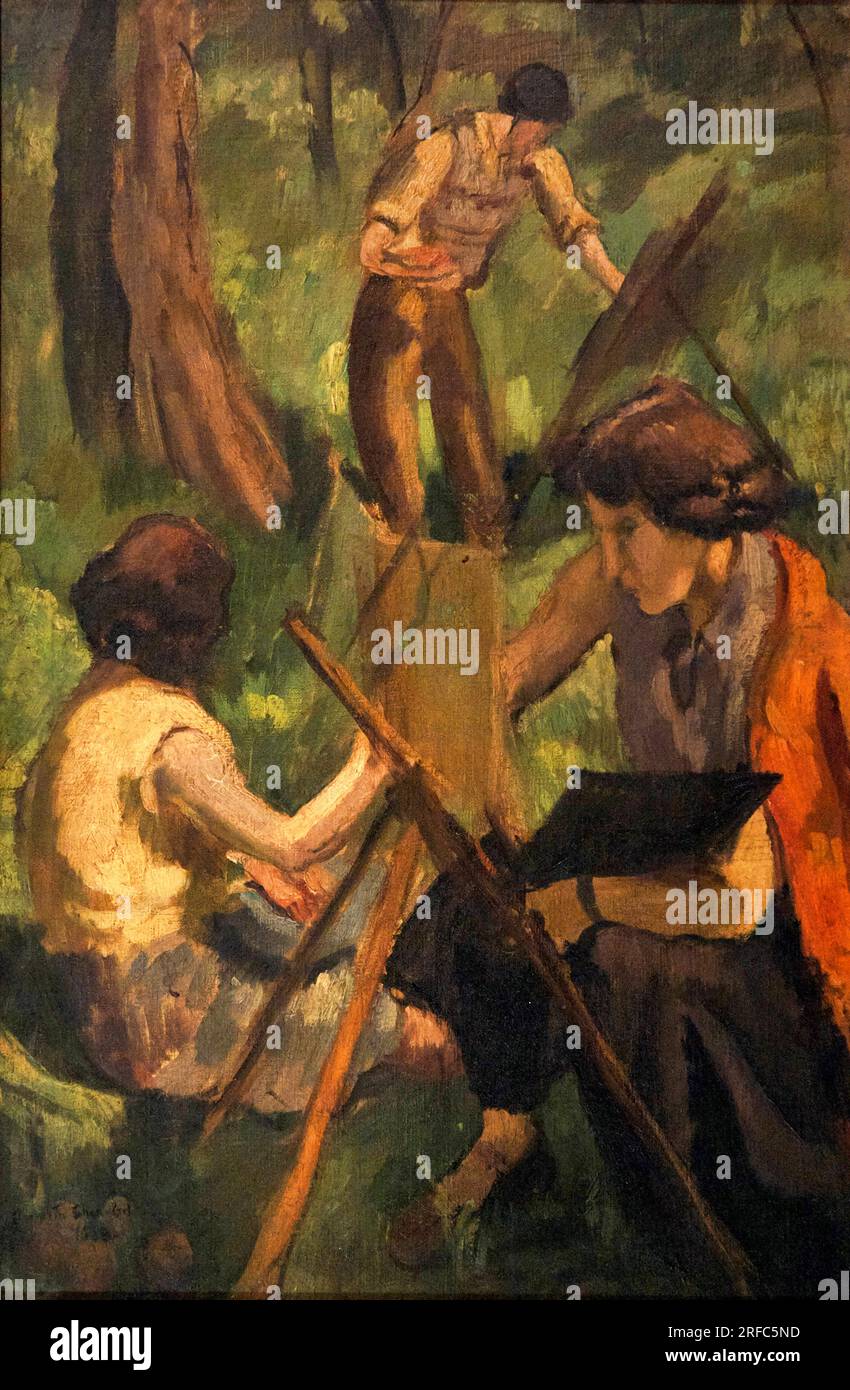 Peintres en plein air de Amrita Sher-Gil (1913-1941), huile sur toile, 1938 Banque D'Images