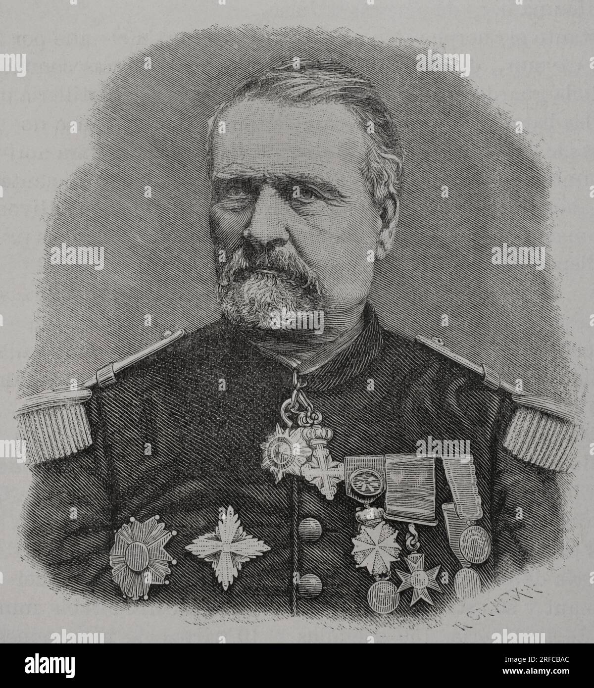 Emmanuel Felix de Wimpffen (1811-1884) Général français. Portrait. Gravure par Cremer. Historia de la Guerra Franco-Alemana de 1870-1871. Publié à Barcelone, 1891. Banque D'Images