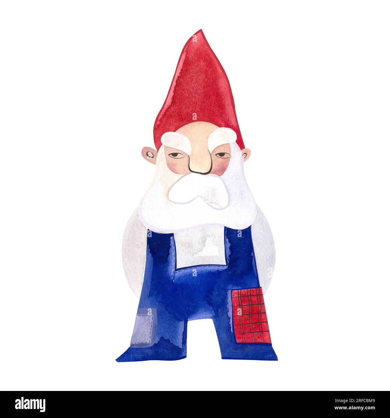 Aquarelle vieux gnome en costume vert. Illustration isolée. Clipart. Illustration raster pour emballage, cartes de vœux et papier d'emballage, cadeaux, po Banque D'Images