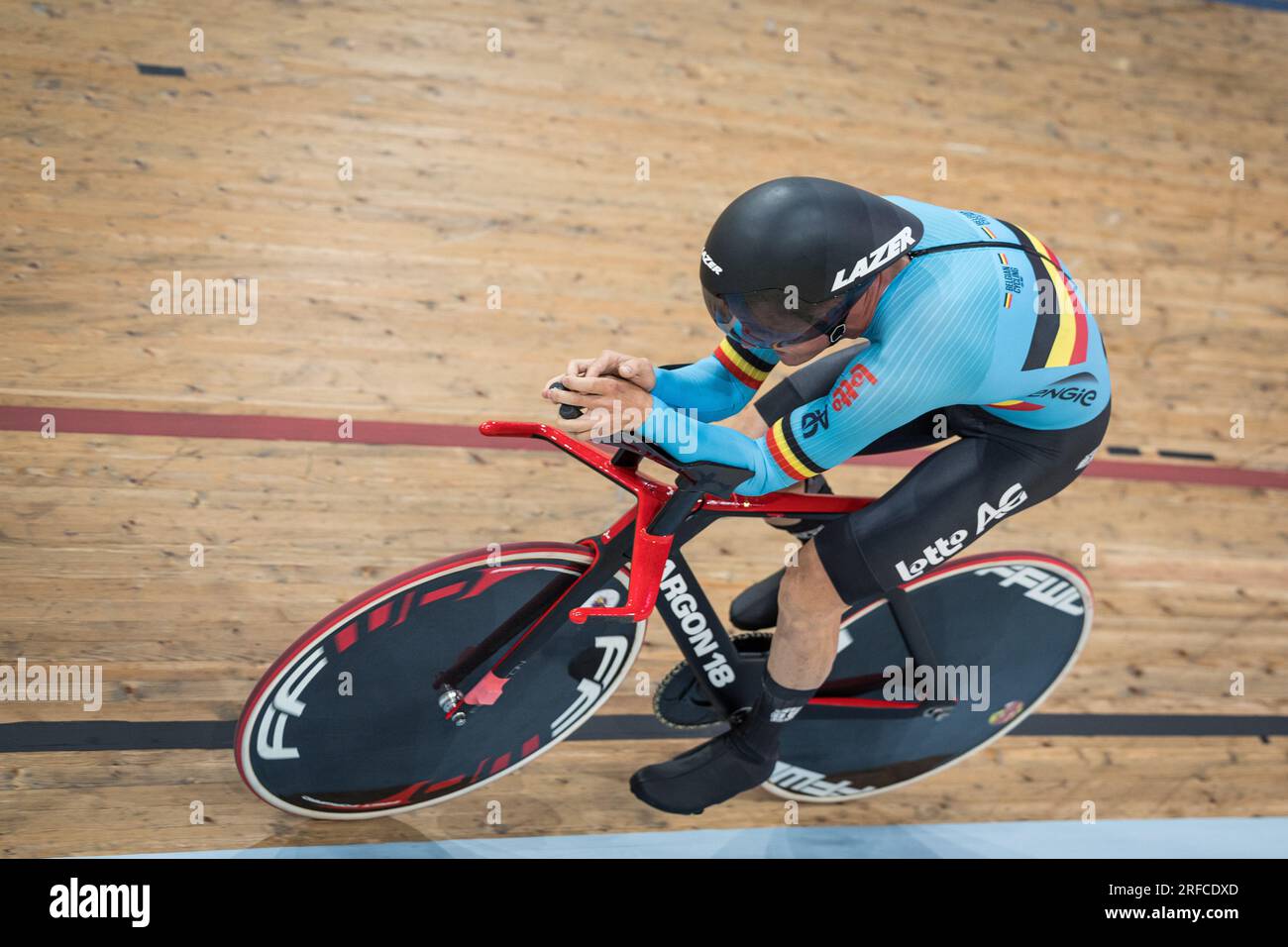 Glasgow, Royaume-Uni. 02 août 2023. Le Belge Louis Clincke photographié en action lors de l'épreuve de qualification de poursuite individuelle C4 hommes à Glasgow, en Écosse, dans le cadre des Championnats du monde UCI Cyclisme, mercredi 02 août 2023. L'UCI organise les mondes avec toutes les disciplines cyclistes, cyclisme sur route, cyclisme indoor, VTT, course BMX, Paracyclisme routier et paracyclisme intérieur, à Glasgow du 05 au 13 août. BELGA PHOTO DAVID PINTENS crédit : Belga News Agency/Alamy Live News Banque D'Images