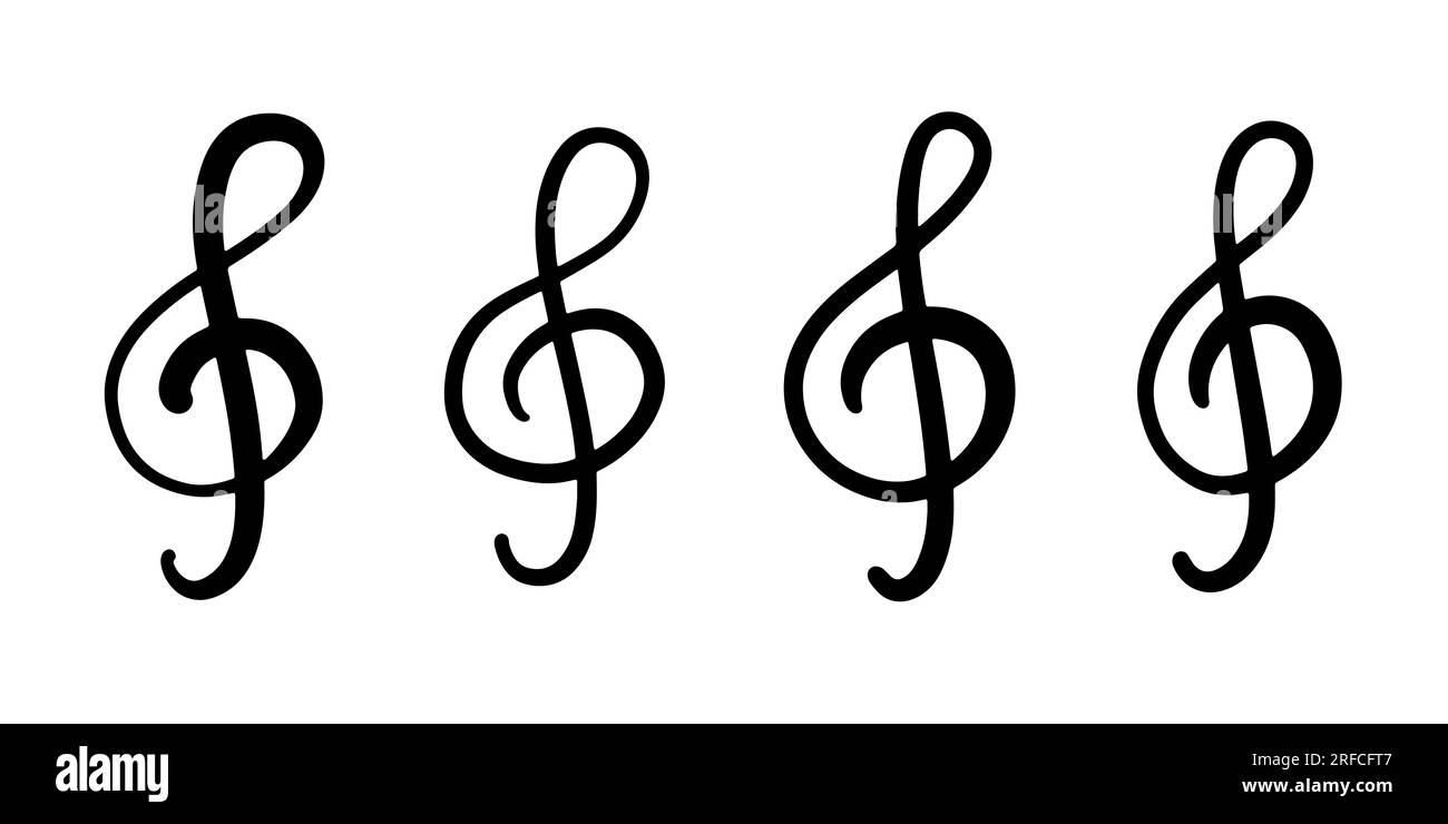 Ensemble de signes clés aigus, icônes dessinées à la main de musique Illustration de Vecteur