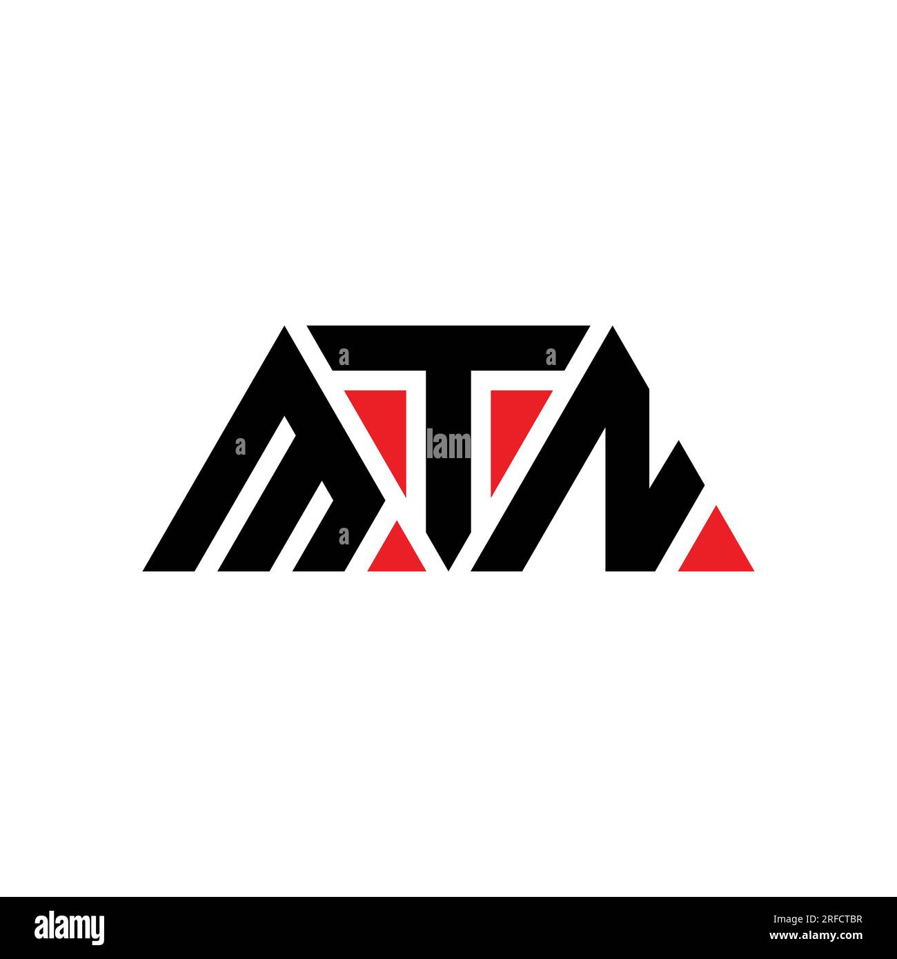 Logo lettre triangle MTN avec forme de triangle. Monogramme de logo triangle MTN. Modèle de logo vecteur triangle MTN avec couleur rouge. MTN triangul Illustration de Vecteur