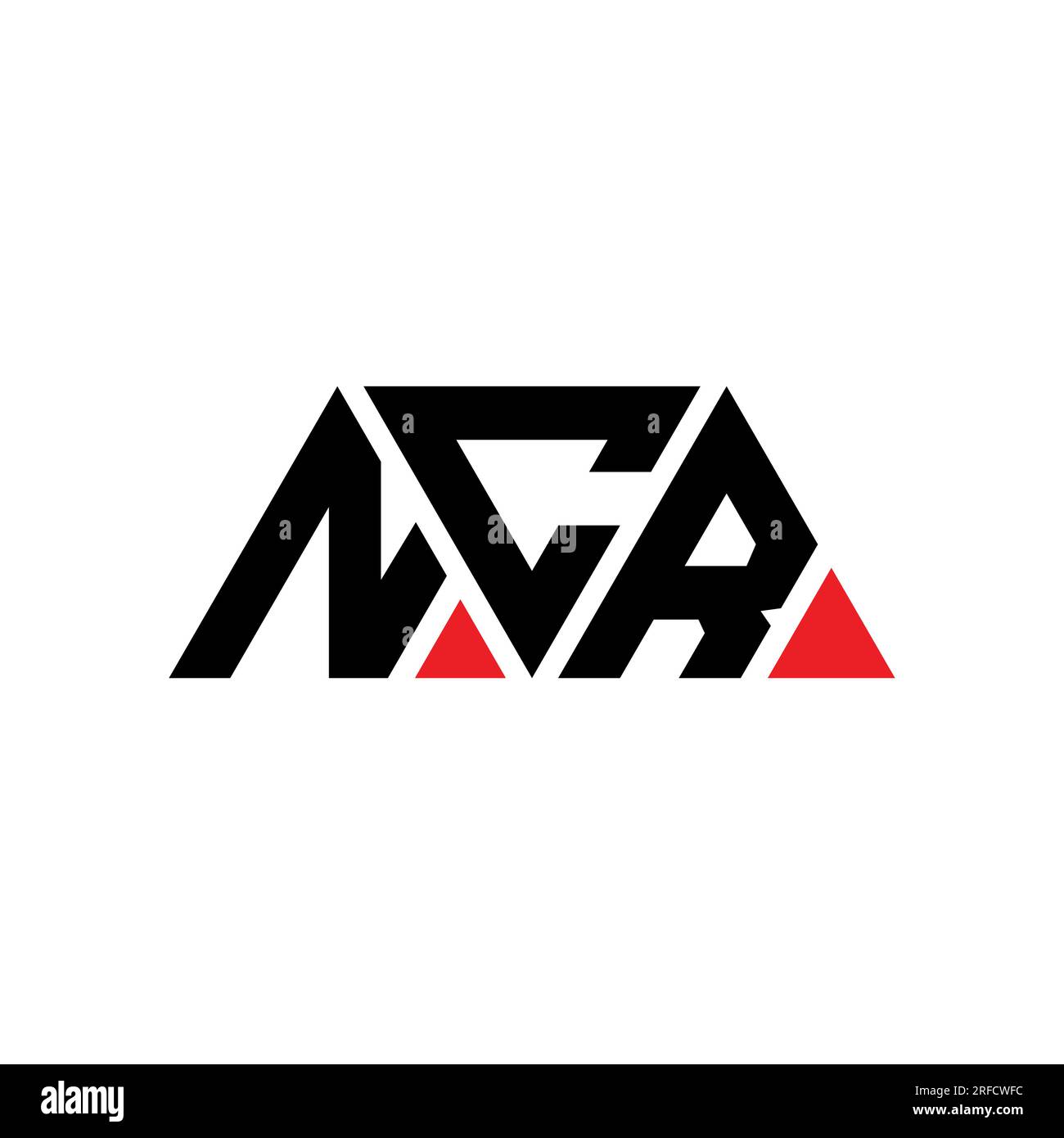 Logo de lettre triangle NCR avec forme de triangle. Monogramme de logo triangle NCR. Modèle de logo vectoriel triangle NCR avec couleur rouge. NCR triangul Illustration de Vecteur