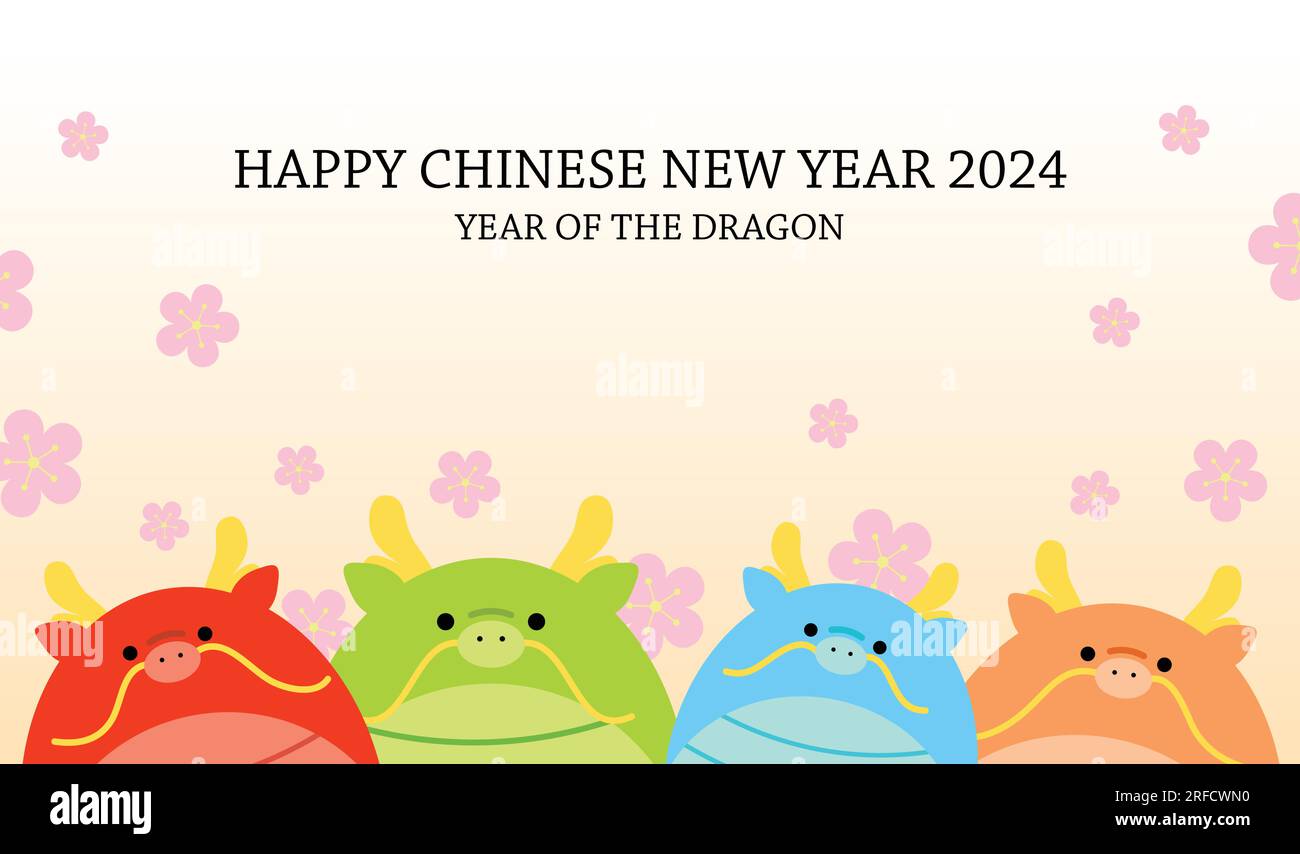 2024 Dragon Chinois Bonne Année Calendrier Vecteur Image Darrière