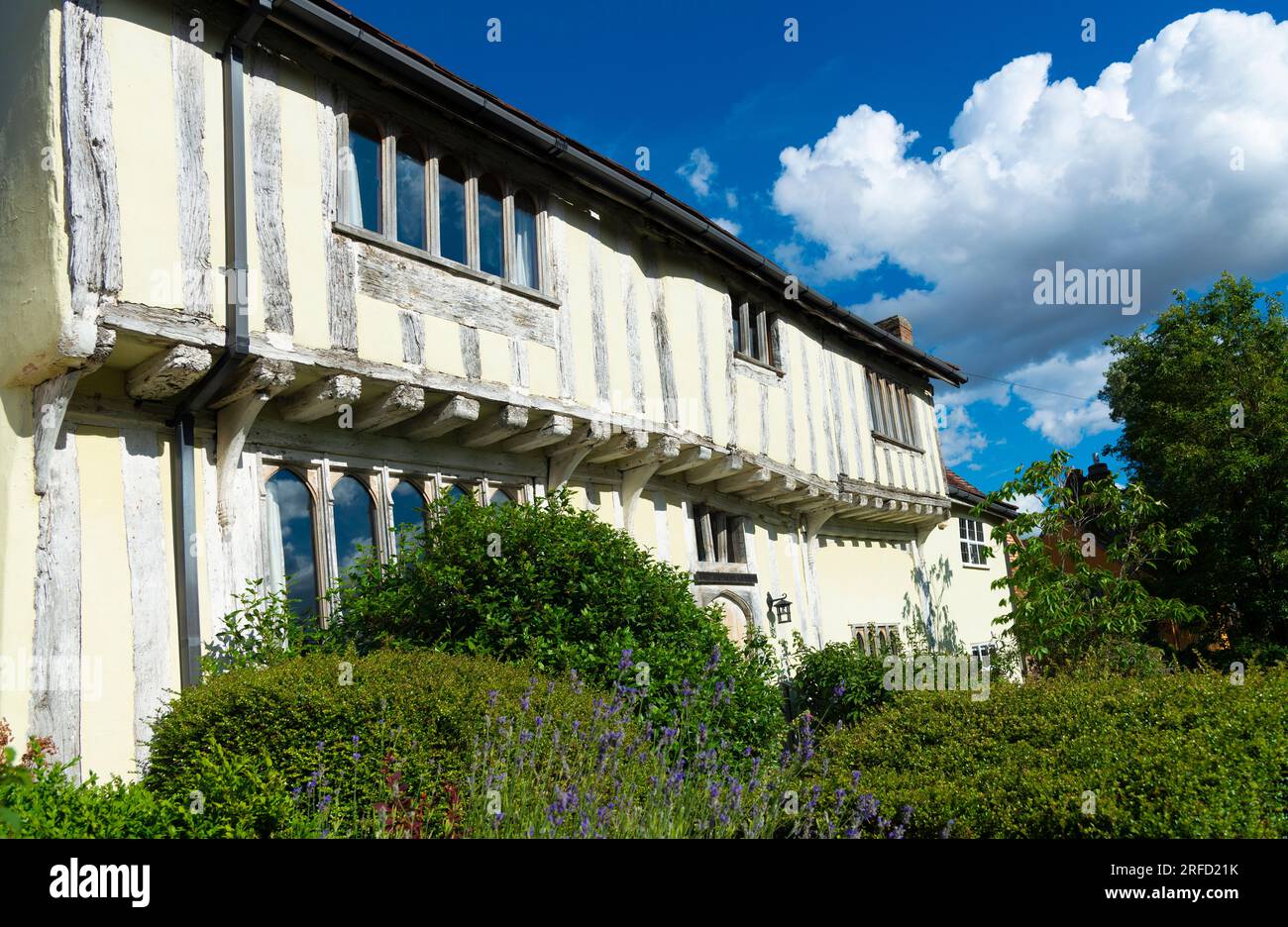 Maison médiévale à pans de bois dans la ville historique de Lavenham, Suffolk, Angleterre, Royaume-Uni Banque D'Images