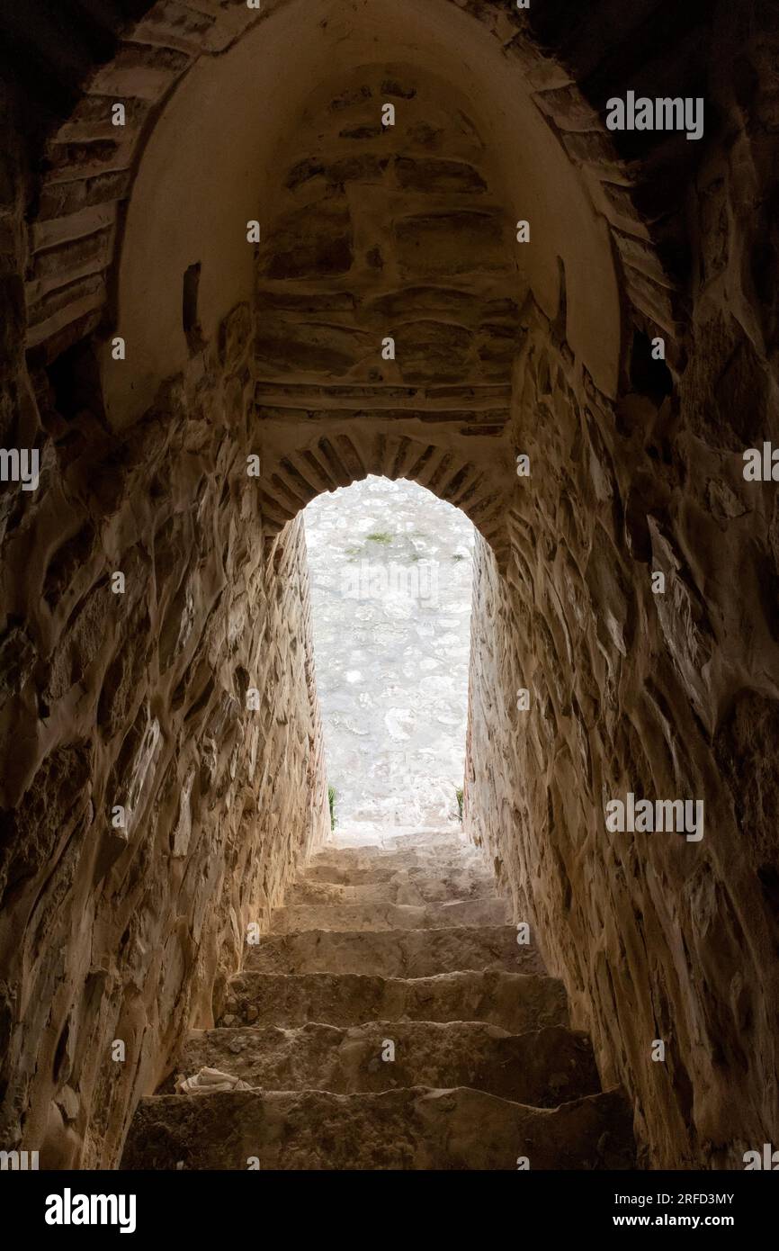 vue de l'escalier de sortie de l'intérieur du château Banque D'Images