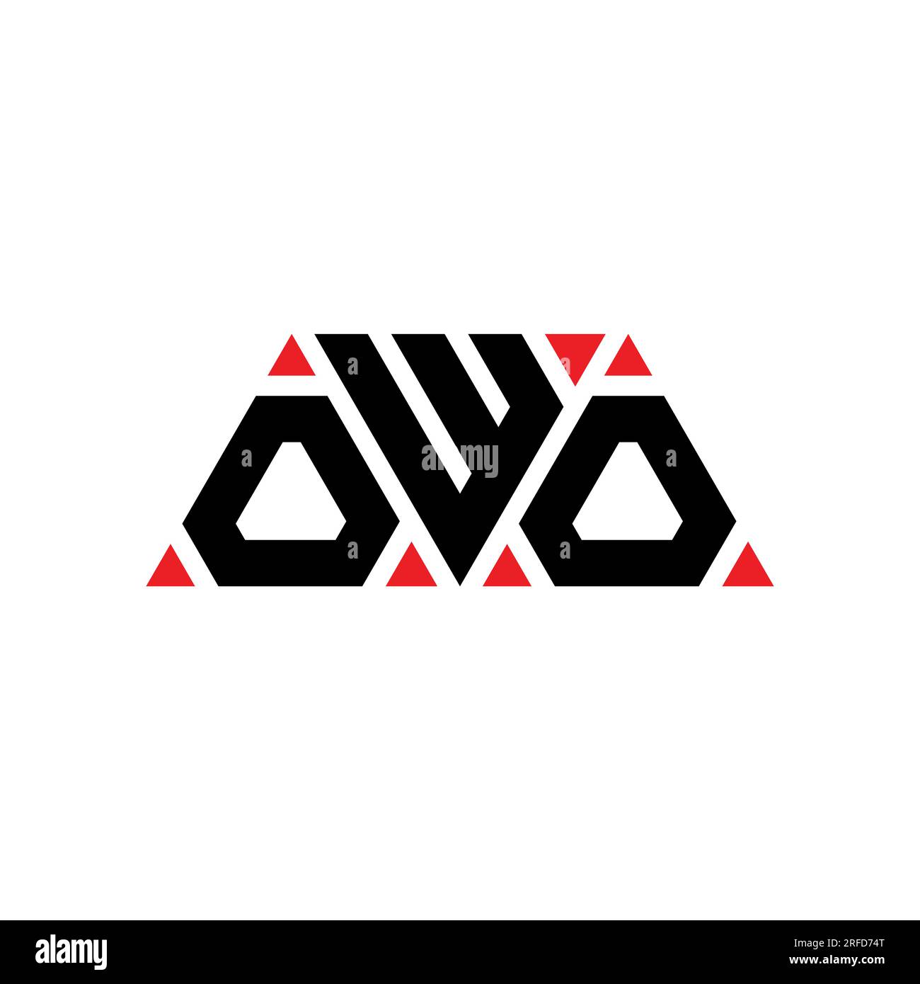 Logo de lettre triangle OWO avec forme de triangle. Monogramme de logo triangle OWO. Modèle de logo vecteur triangle OWO avec couleur rouge. OWO triangul Illustration de Vecteur