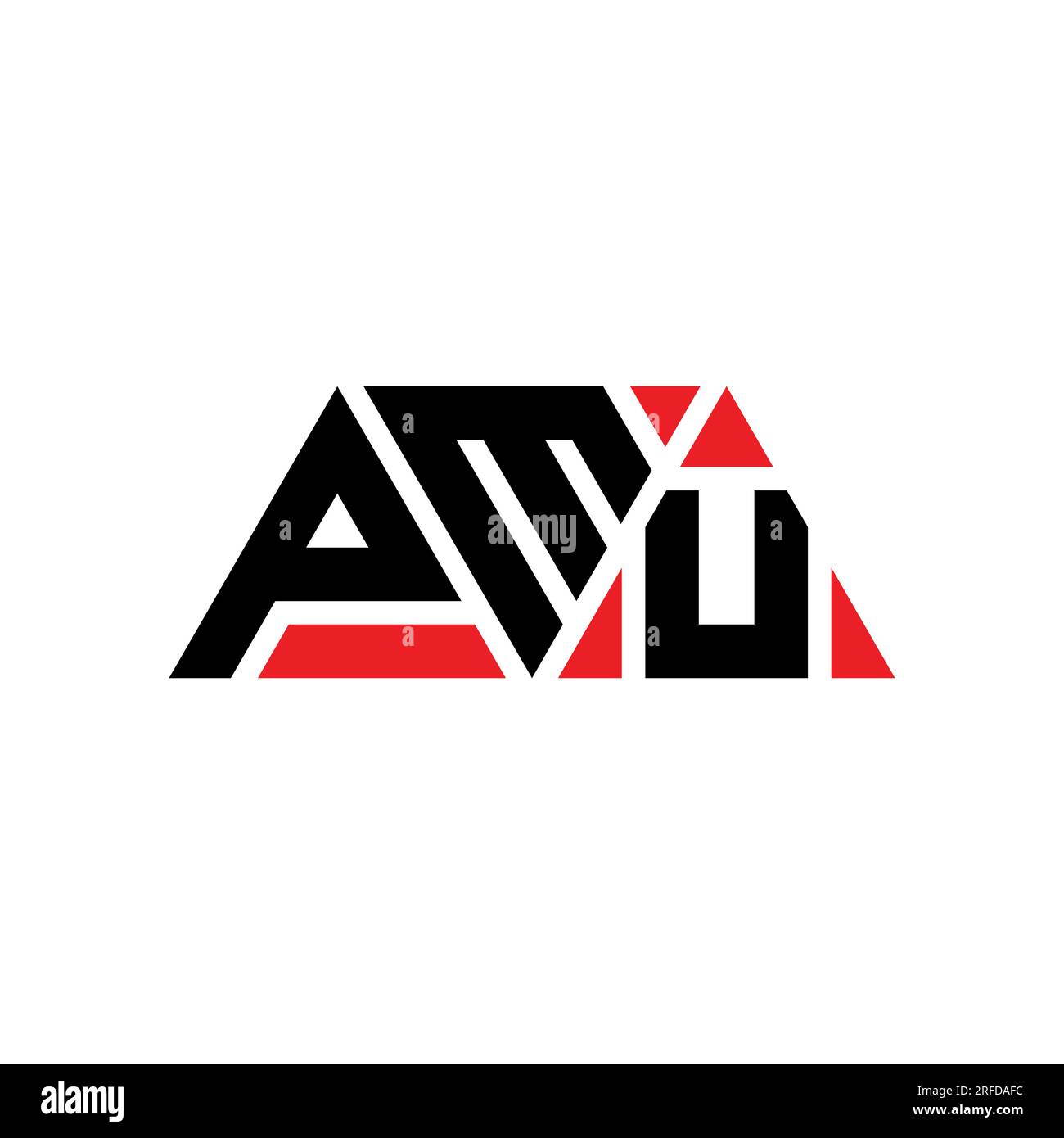Logo de lettre triangle PMU en forme de triangle. Monogramme de logo triangle PMU. Modèle de logo vecteur triangle PMU avec couleur rouge. PMU triangul Illustration de Vecteur