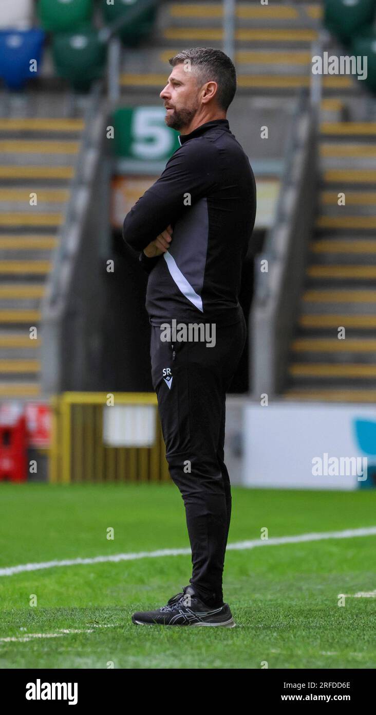 Windsor Park, Belfast, Irlande du Nord, Royaume-Uni. 01 Jul 2023. Niall Quinn Testimonial Game, Linfield 0 St Mirren 1. Entraîneur de la première Ligue écossaise, entraîneur de la Ligue écossaise de football, entraîneur de St Mirren Stephen Robinson. Banque D'Images