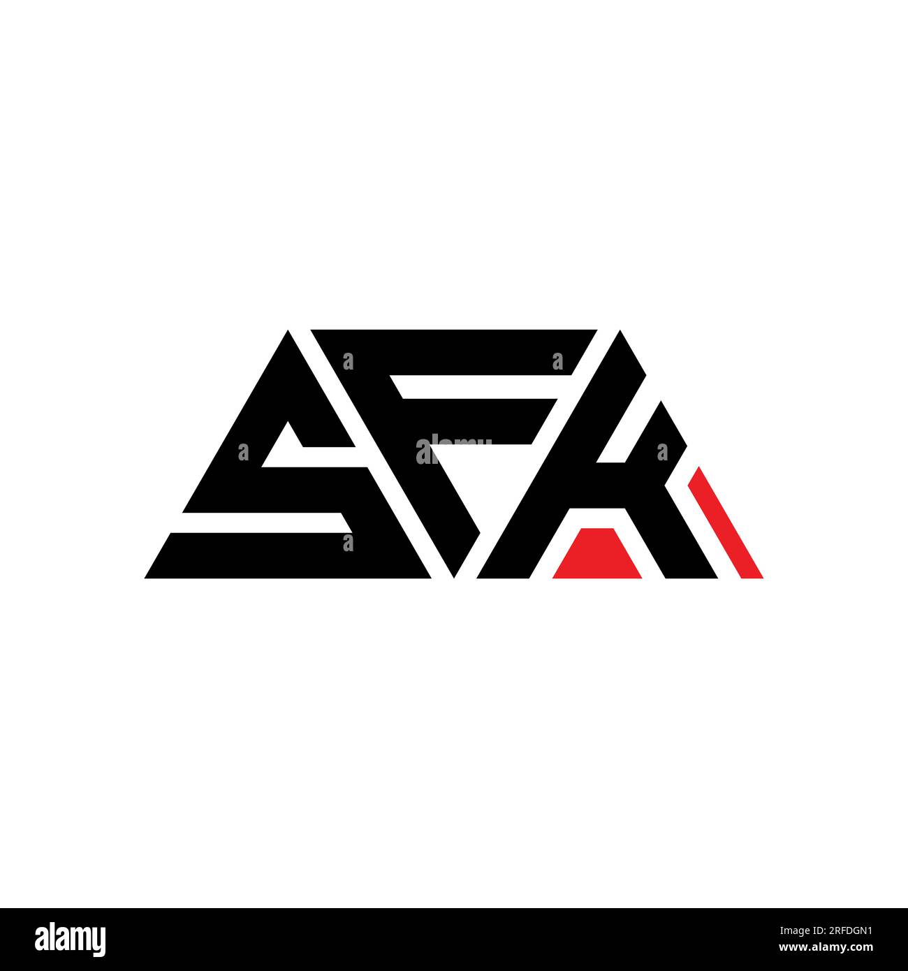Logo de lettre triangle SFK avec forme de triangle. Monogramme de logo triangle SFK. Modèle de logo vectoriel triangle SFK avec couleur rouge. SFK triangul Illustration de Vecteur