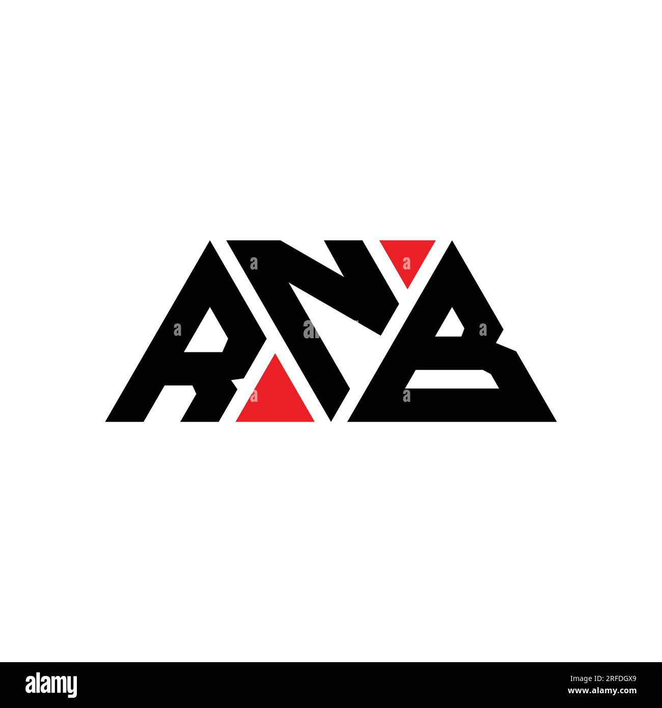 Logo de lettre triangle RNB avec forme de triangle. Monogramme de logo triangle RNB. Modèle de logo vecteur triangle RNB avec couleur rouge. RNB triangul Illustration de Vecteur