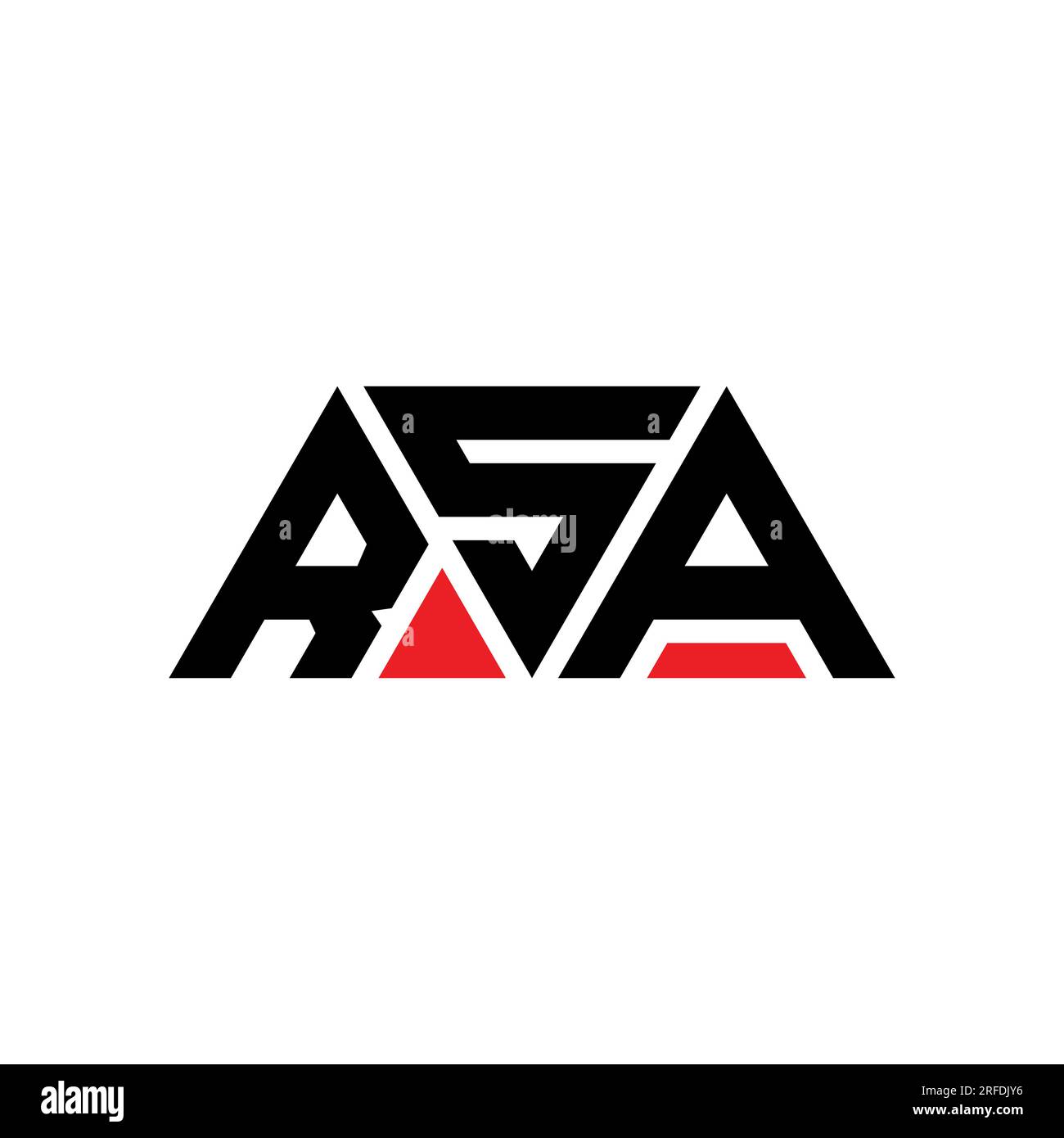 Logo RSA avec lettre triangulaire en forme de triangle. Monogramme de logo triangle RSA. Modèle de logo vectoriel triangle RSA avec couleur rouge. RSA triangul Illustration de Vecteur