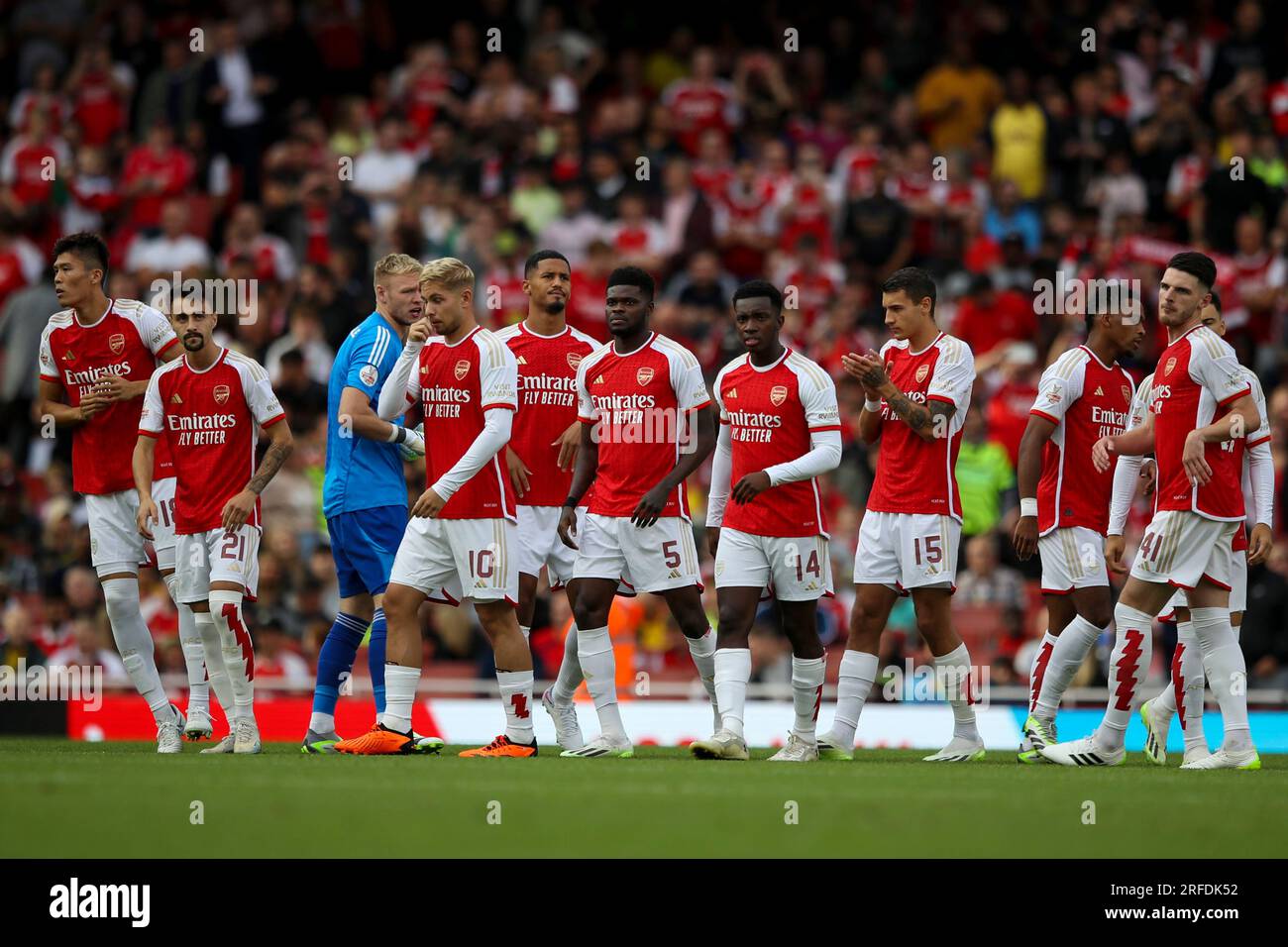 Arsenal line-up lors du match de la coupe Emirates entre Arsenal et L'AS Monaco au Emirates Stadium, Londres, le mercredi 2 août 2023. (Photo : Tom West | MI News) crédit : MI News & Sport / Alamy Live News Banque D'Images