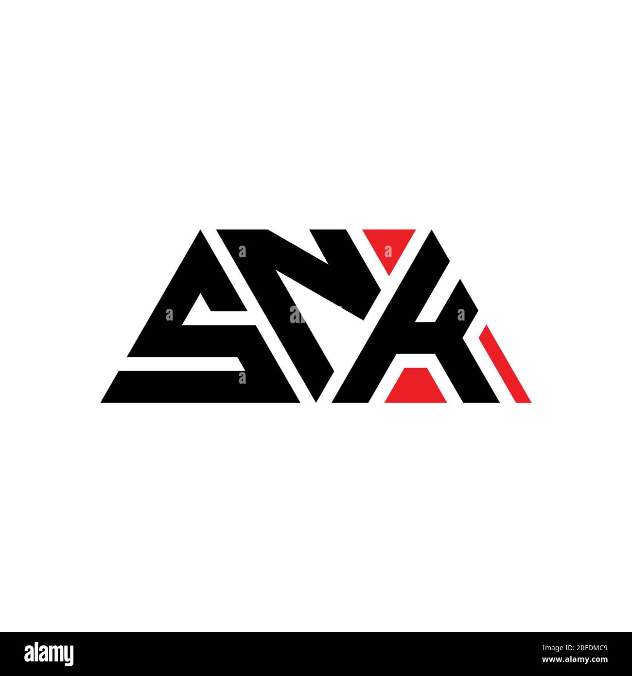 Logo de lettre triangle SNK avec forme de triangle. Monogramme de logo triangle SNK. Modèle de logo vectoriel triangle SNK avec couleur rouge. SNK triangul Illustration de Vecteur