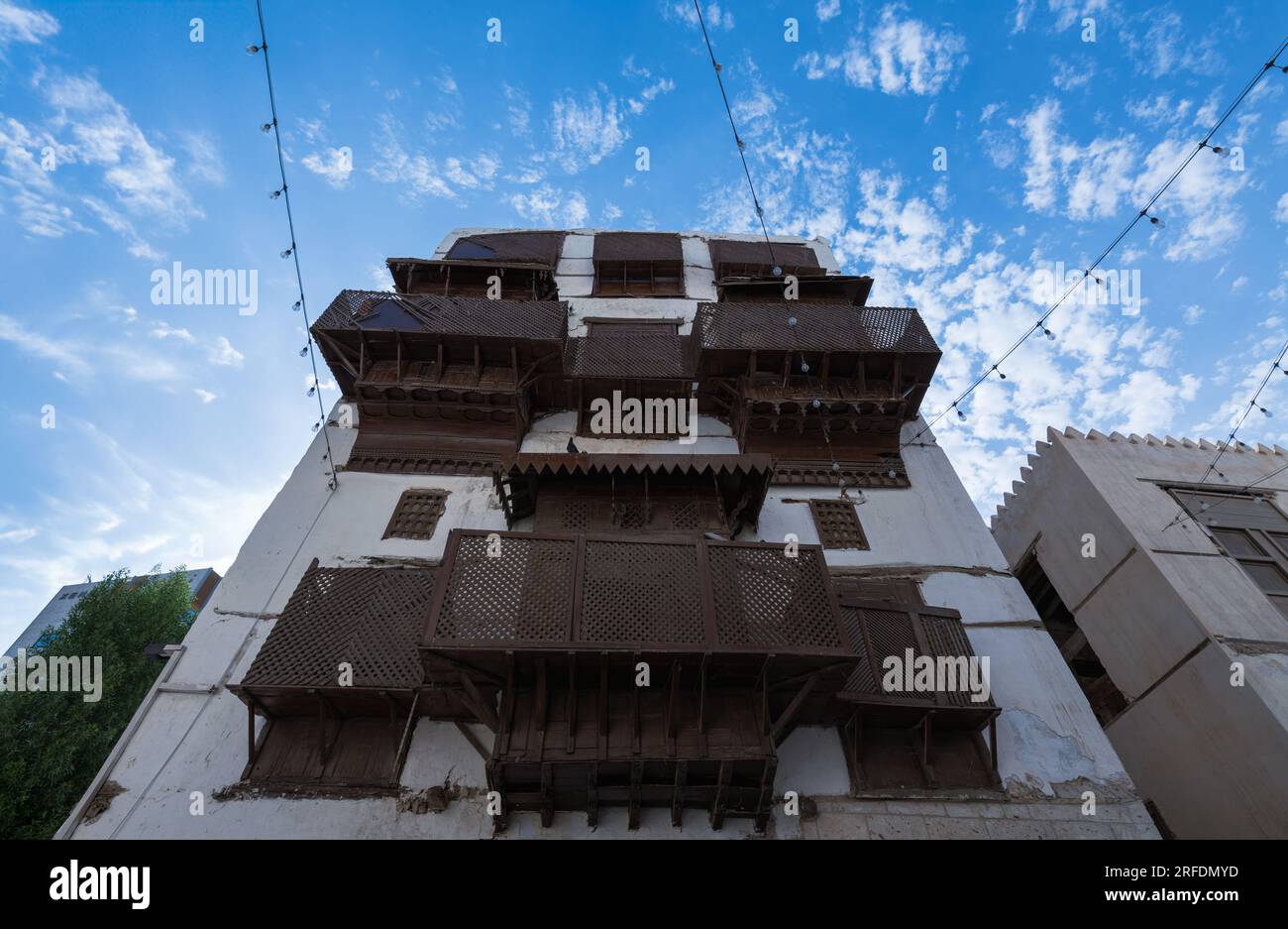 Vieille ville d'Al-Balad avec des maisons musulmanes traditionnelles, Djeddah, Arabie Saoudite Banque D'Images