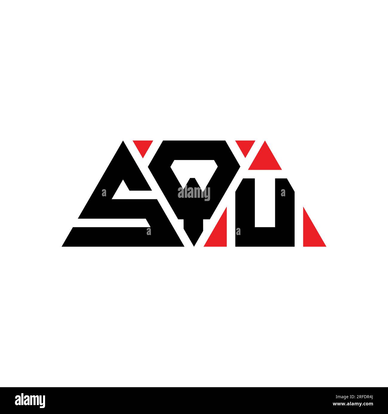 Logo de lettre triangle SQU avec forme de triangle. Monogramme de logo triangle SQU. Modèle de logo vecteur triangle SQU avec couleur rouge. SQU triangul Illustration de Vecteur