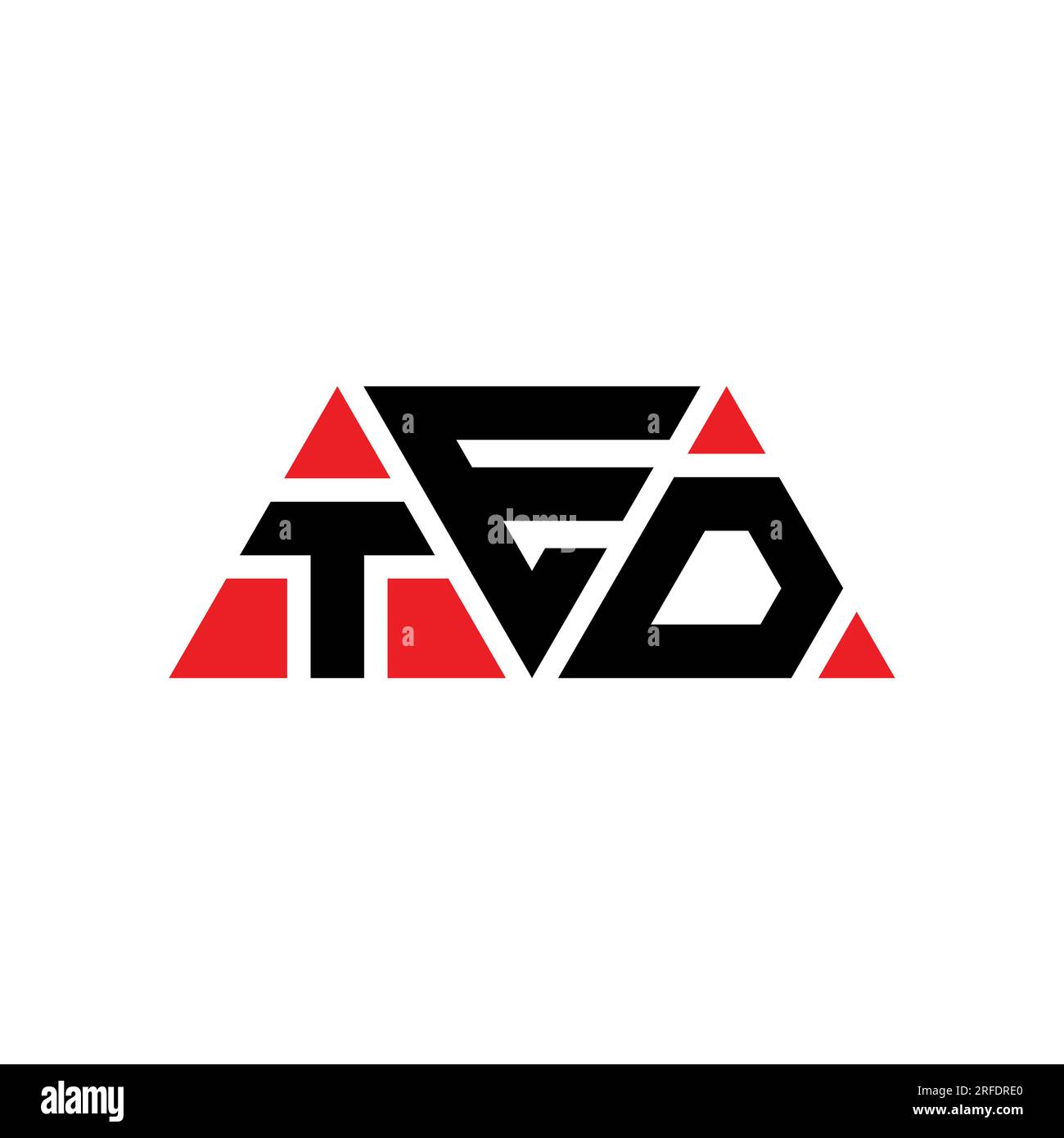 Logo en forme de triangle TED. Monogramme de logo triangle TED. Modèle de logo vecteur triangle TED avec couleur rouge. TED triangul Illustration de Vecteur
