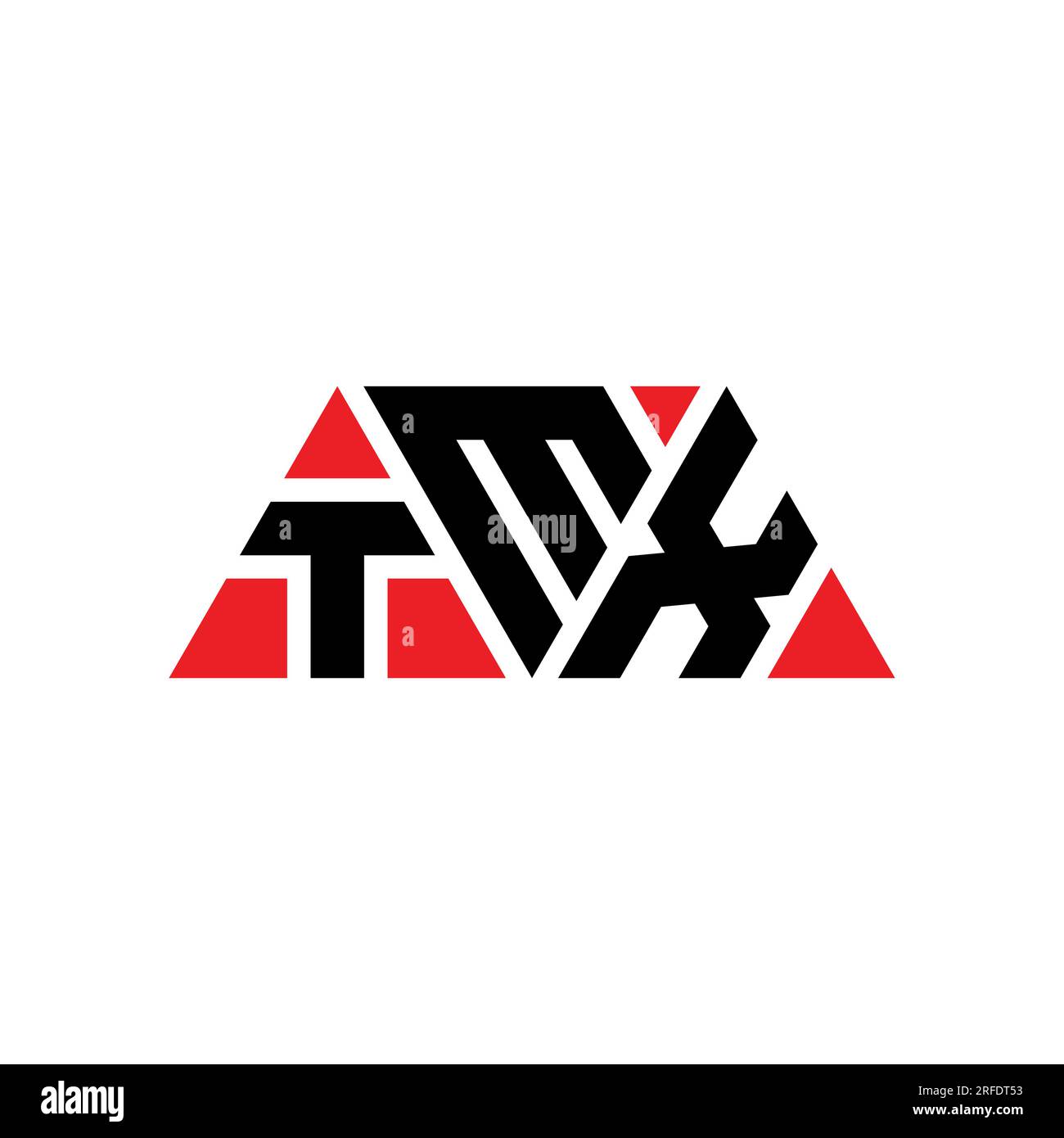 Logo de lettre triangle TMX avec forme de triangle. Monogramme de logo triangle TMX. Modèle de logo vecteur triangle TMX avec couleur rouge. TMX triangul Illustration de Vecteur