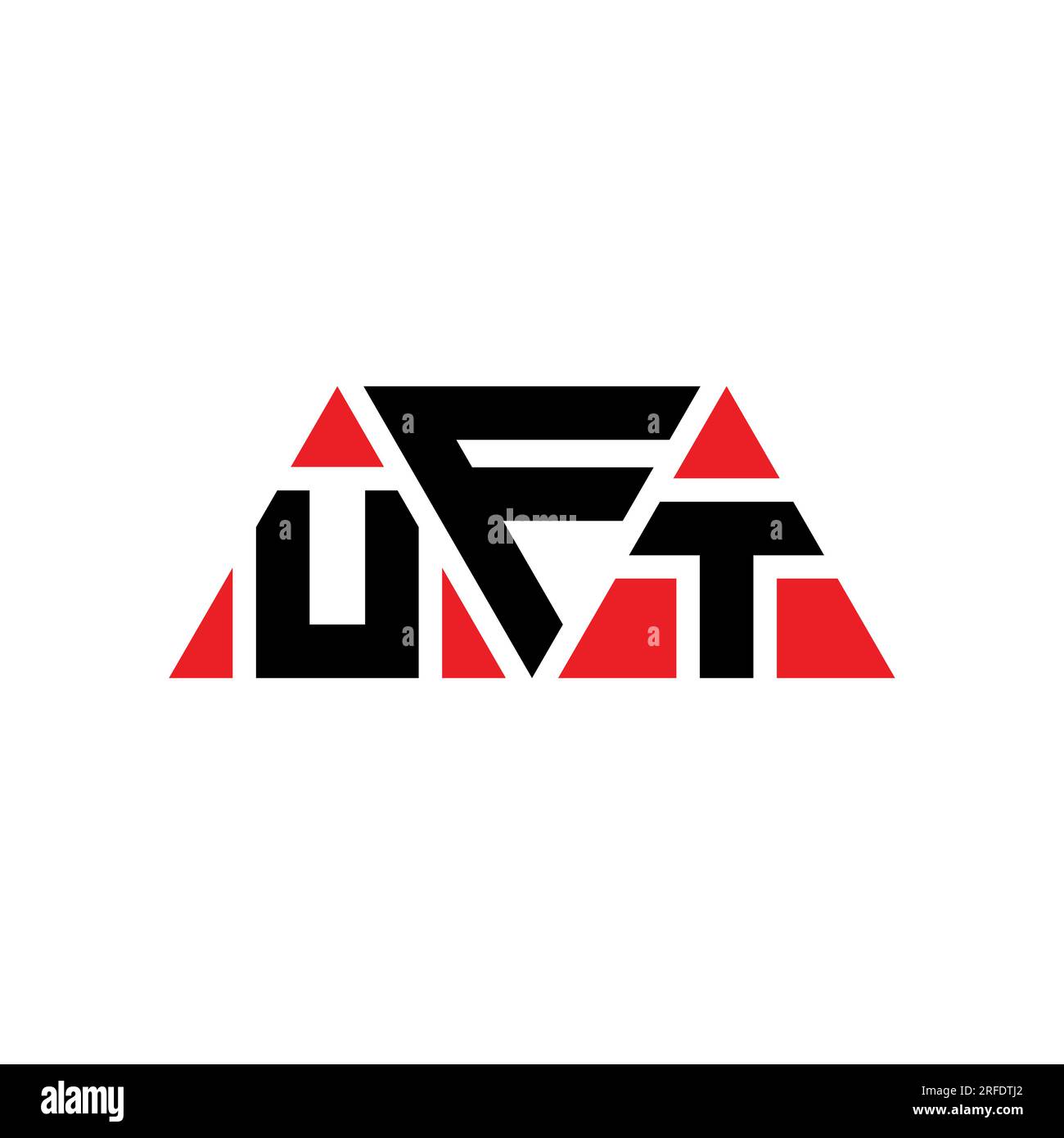 Logo de lettre triangle UFT avec forme de triangle. Monogramme de logo triangle UFT. Modèle de logo vectoriel triangle UFT avec couleur rouge. UFT triangul Illustration de Vecteur