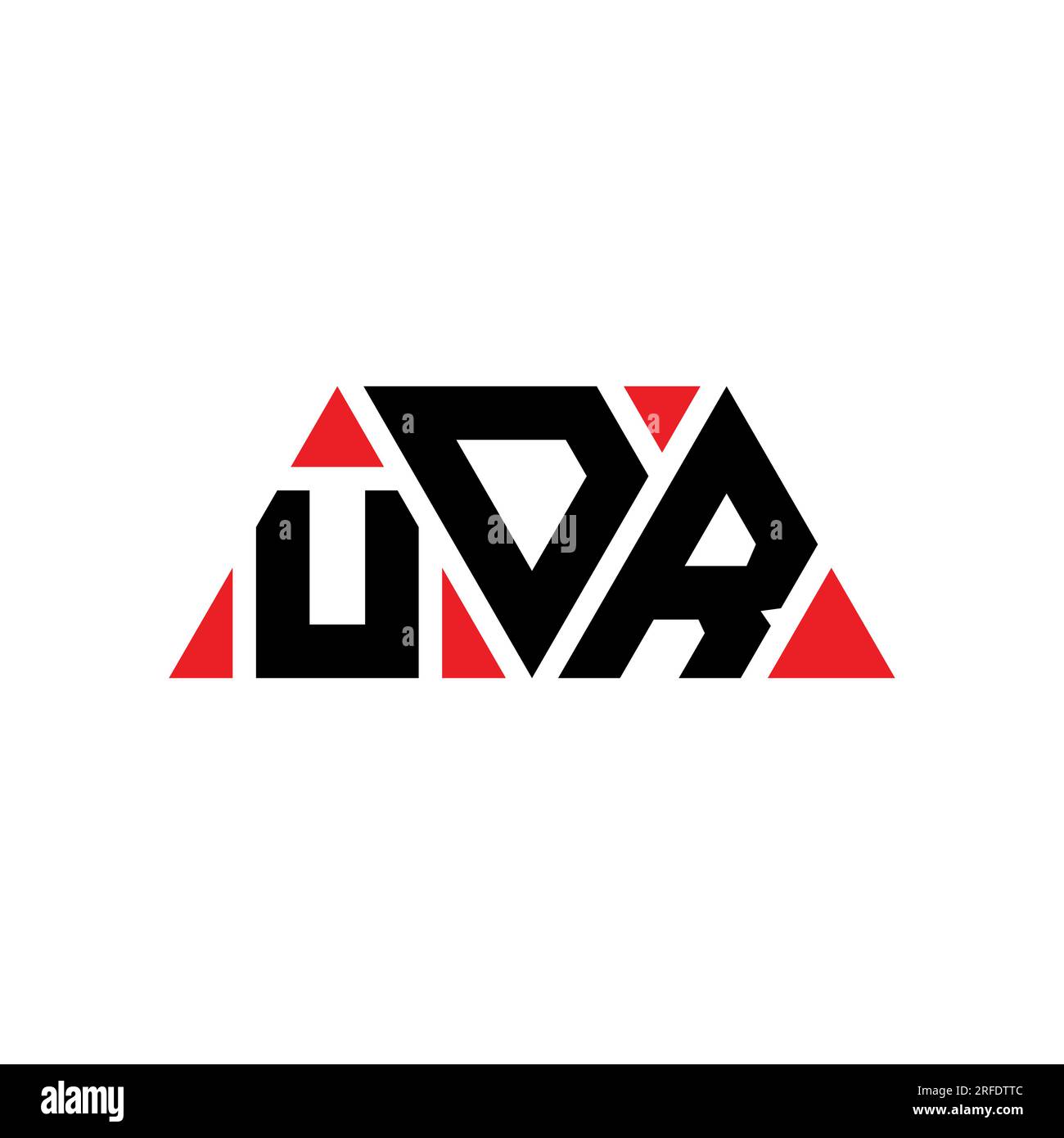 Logo lettre triangle UDR en forme de triangle. Monogramme de logo triangle UDR. Modèle de logo vectoriel triangle UDR avec couleur rouge. UDR triangul Illustration de Vecteur