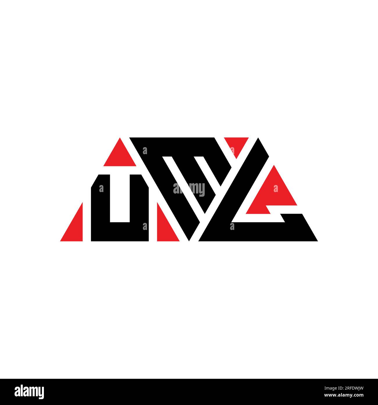 Conception de logo de lettre triangle UML avec forme de triangle. Monogramme de conception de logo triangle UML. Modèle de logo vectoriel triangle UML avec couleur rouge. UML triangul Illustration de Vecteur