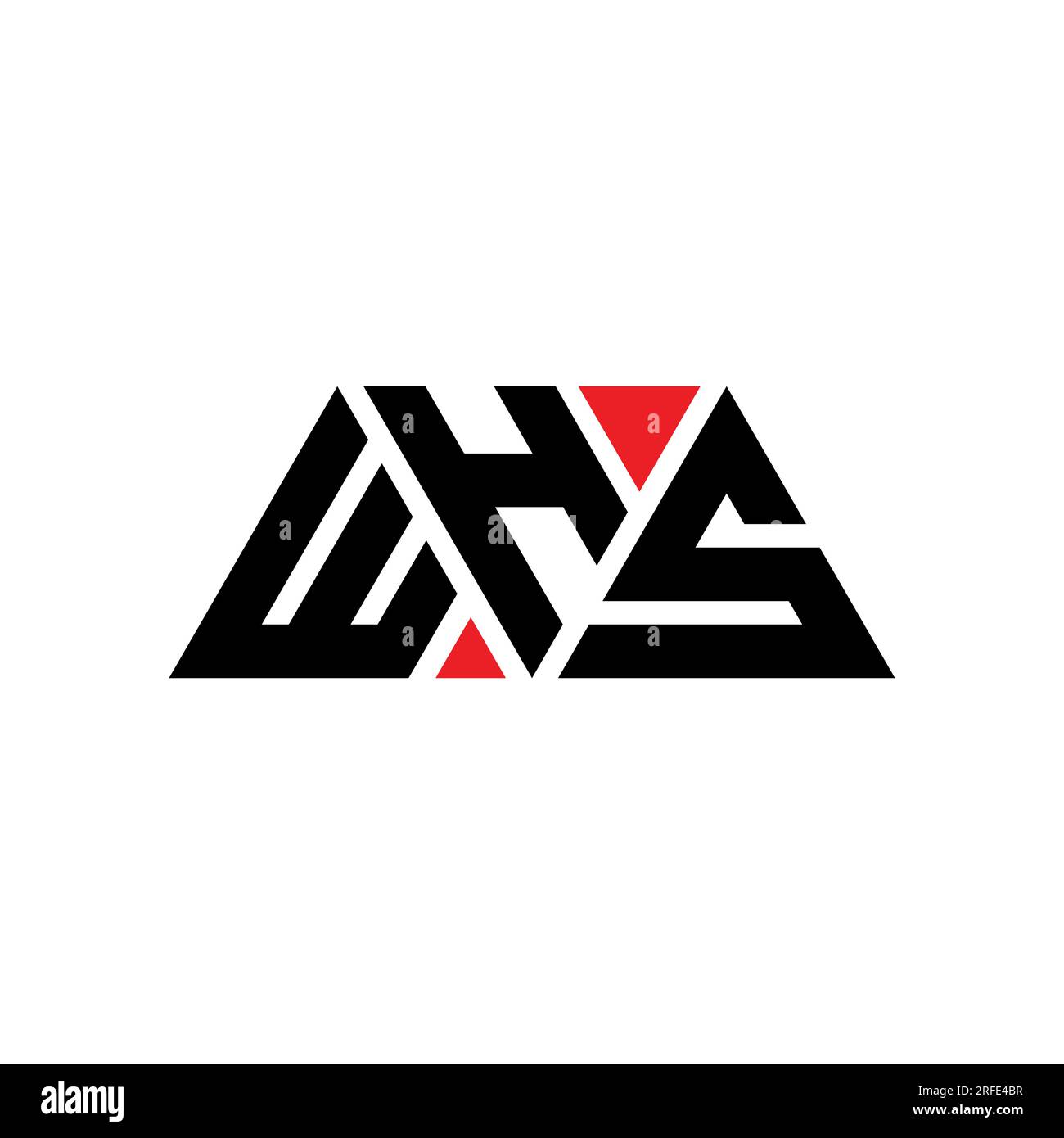 Logo de lettre triangle WHS avec forme de triangle. Monogramme de logo triangle WHS. Modèle de logo vecteur triangle WHS avec couleur rouge. WHS triangul Illustration de Vecteur