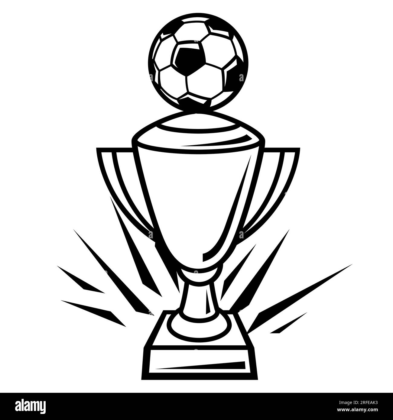 Emblème avec symboles de football. Étiquette du club de football. Illustration sportive de style dessin animé. Illustration de Vecteur