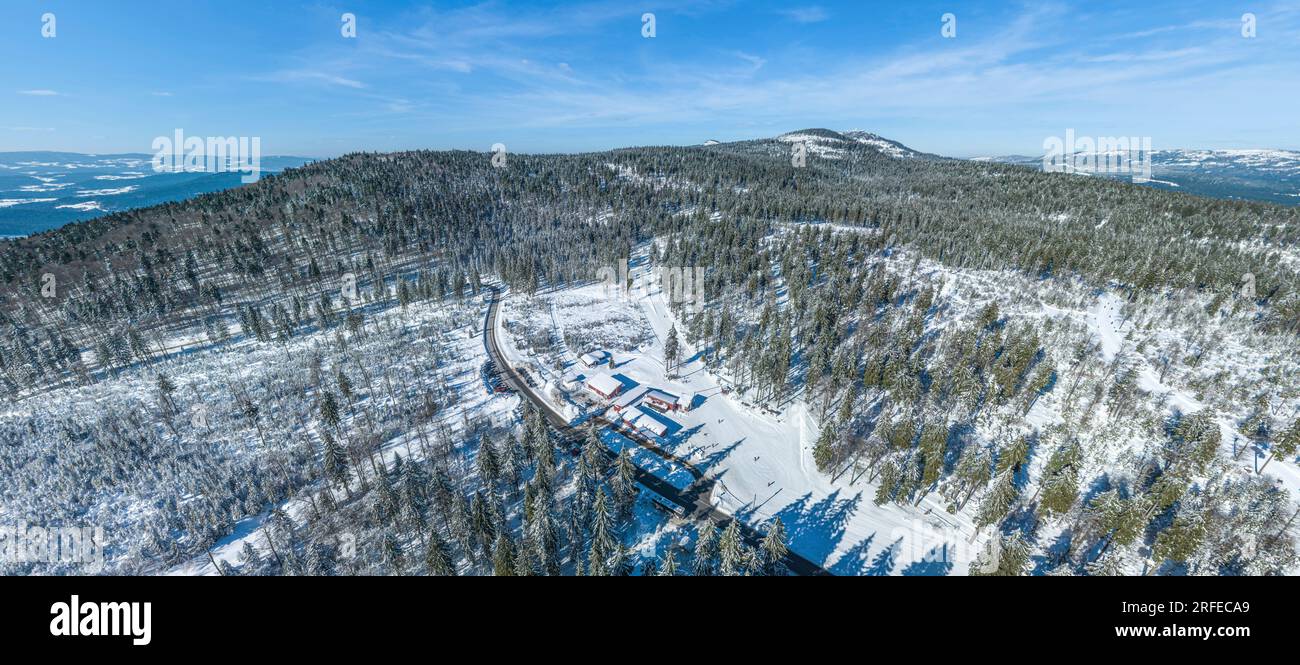 Le ski de fond-Centre Bretterschachten dans la forêt bavaroise près de la Grande Arbre d'en haut Banque D'Images