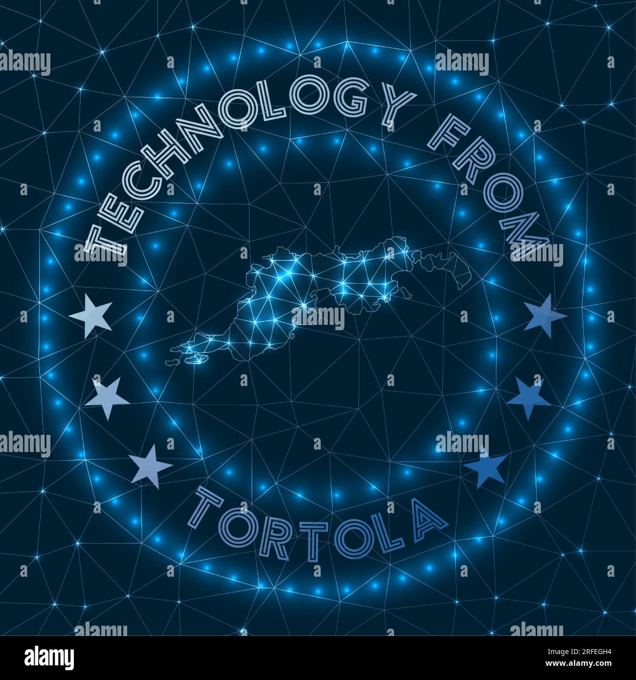 Badge géométrique futuriste de l'île. Concept technologique. Logo Tortola rond. Illustration vectorielle. Illustration de Vecteur