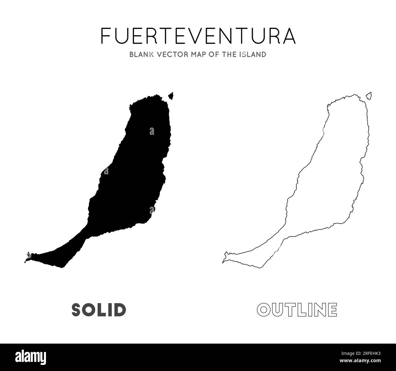 Carte Fuerteventura. Carte vectorielle vierge de l'île. Frontières de Fuerteventura pour votre infographie. Illustration vectorielle. Illustration de Vecteur