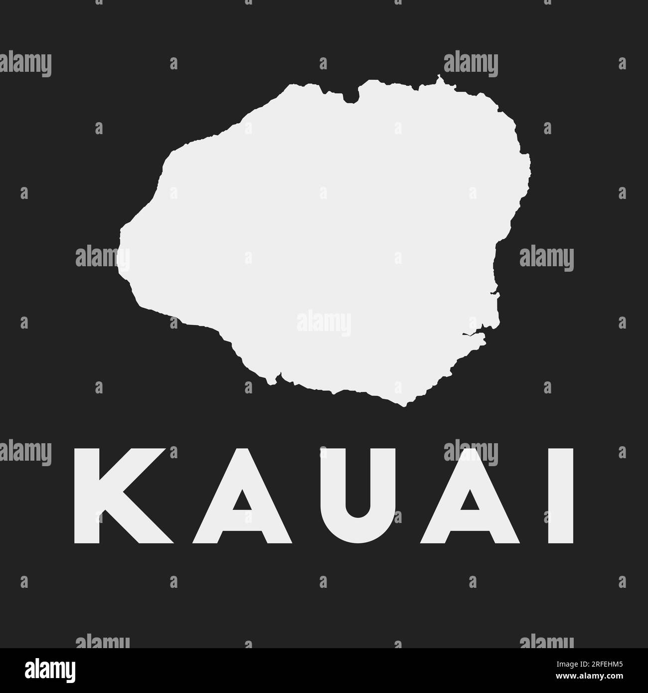 Kauai Icon. Carte de l'île sur fond sombre. Élégante carte Kauai avec le nom de l'île. Illustration vectorielle. Illustration de Vecteur