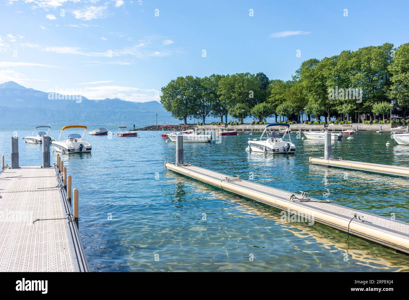 Au bord du lac, place du Vieux-Port, Ouchy, Lausanne, Canton de Vaud, Suisse Banque D'Images