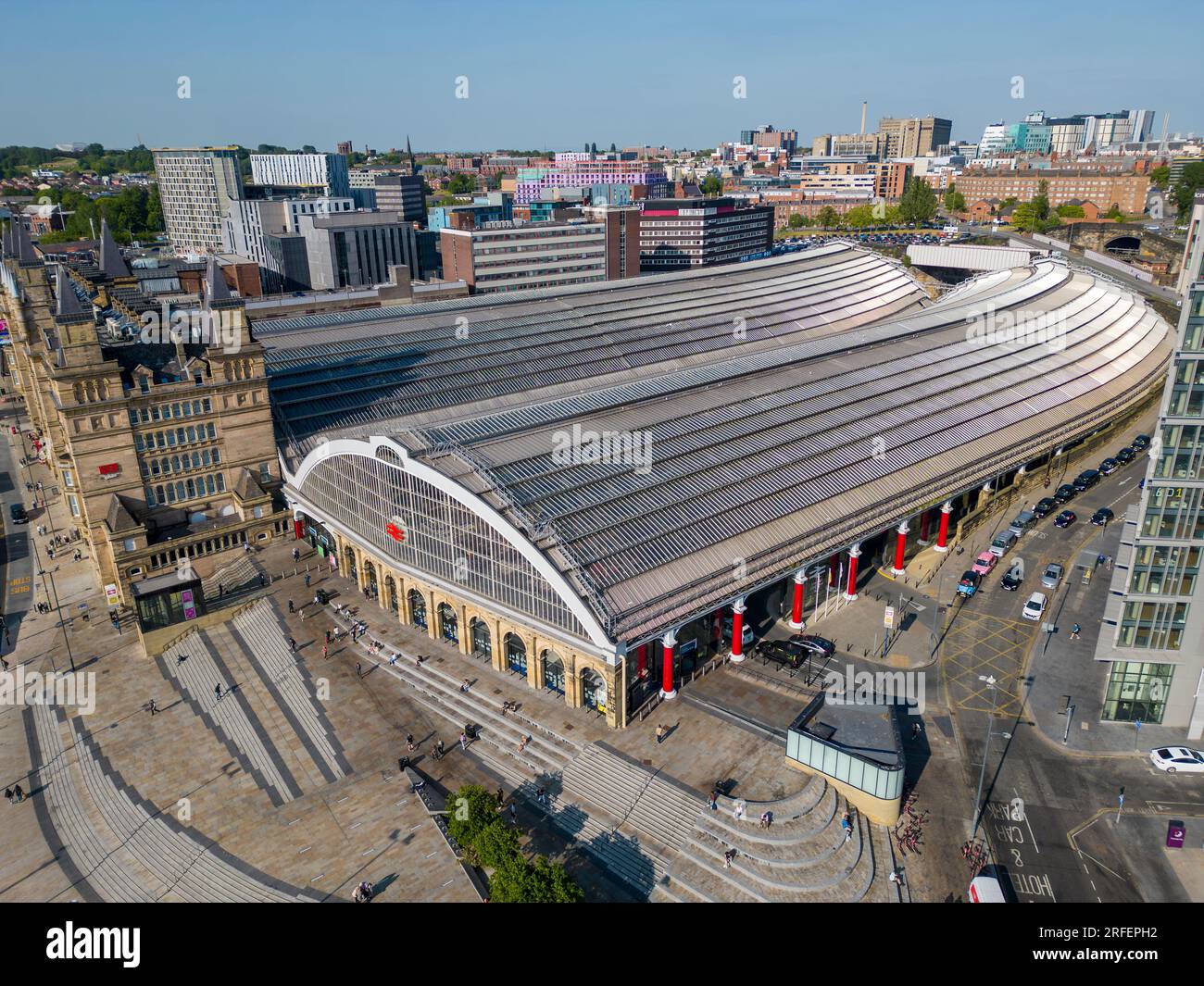 Vue aérienne de la gare de Liverpool Lime Street, toit Merseyside, Angleterre Banque D'Images