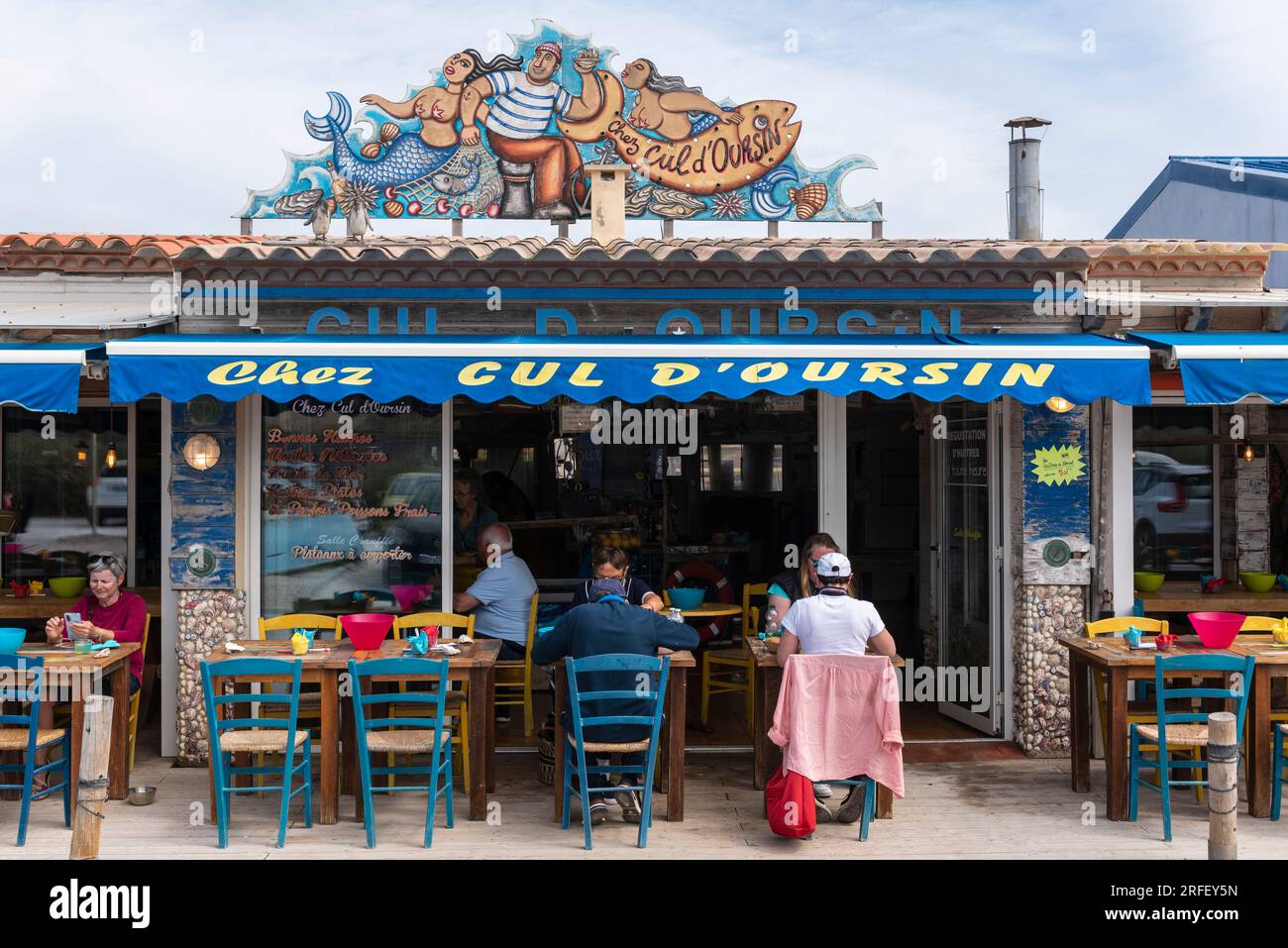 France, Aude, Leucate, les cabanes à huîtres de Port Leucate Banque D'Images