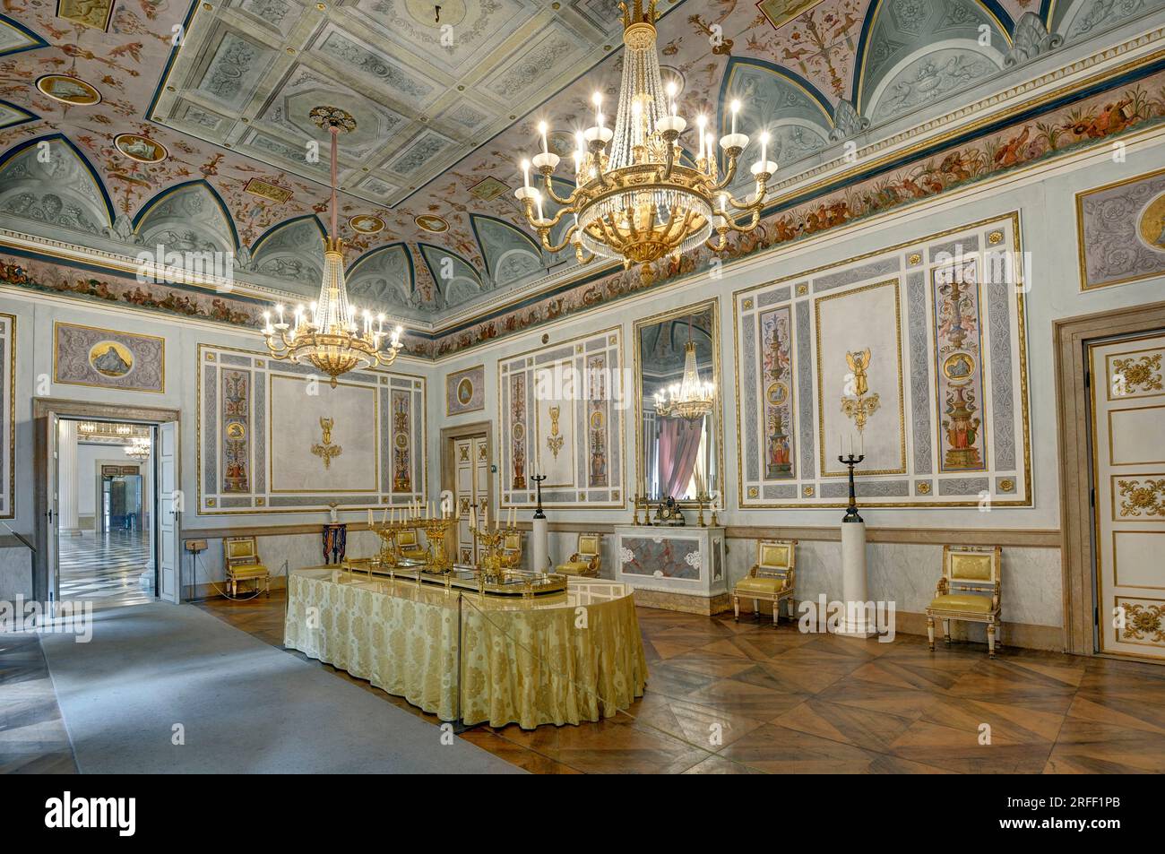Italie, Vénétie, Venise, classée au patrimoine mondial de l'UNESCO, musée Correr, palais royal, salles impériales, salle à manger pour les déjeuners d'une semaine Banque D'Images