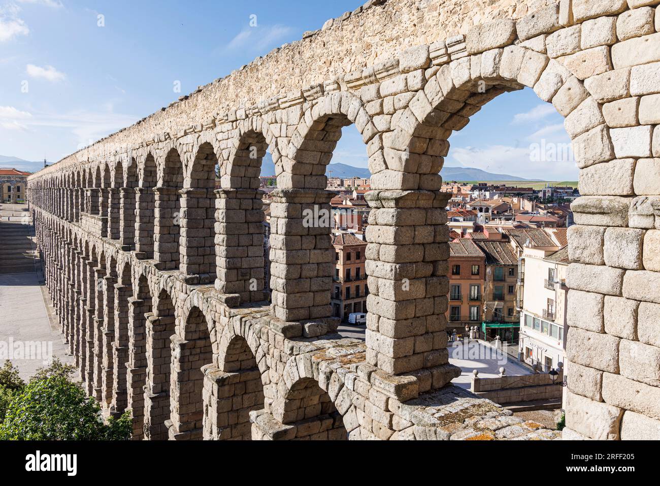 Espagne, Castille-et-Léon, Ségovie, Vieille ville de Ségovie et son aqueduc inscrit au patrimoine mondial de l'UNESCO, l'aqueduc romain Banque D'Images