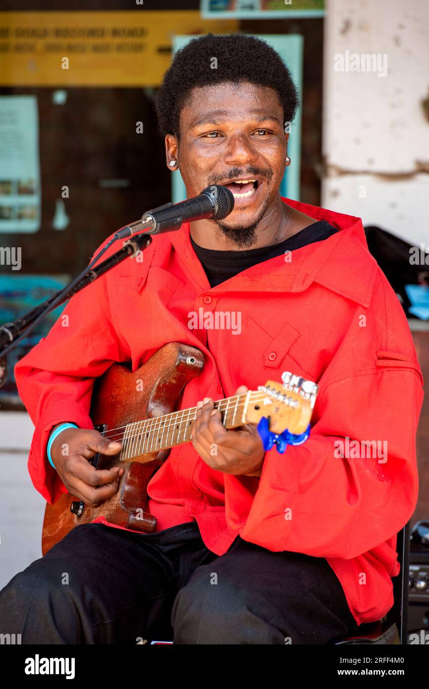 États-Unis, Mississippi, Clarksdale, Caravan Blues Fest, Anthony Big A Sherrod Banque D'Images