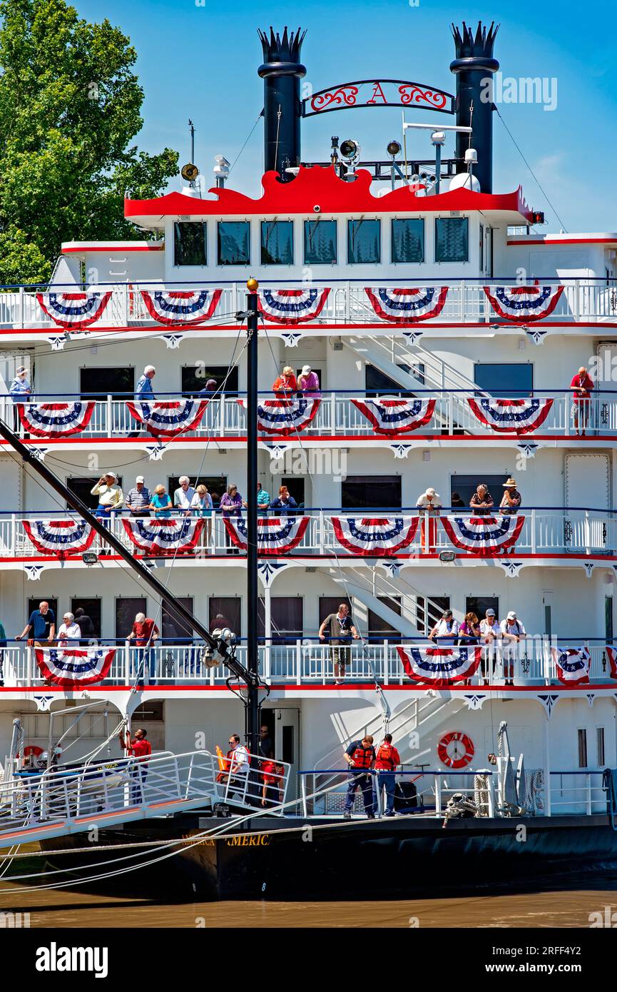 États-Unis, Mississippi, Natchez, bateau à aubes Amérique sur le fleuve Mississippi Banque D'Images