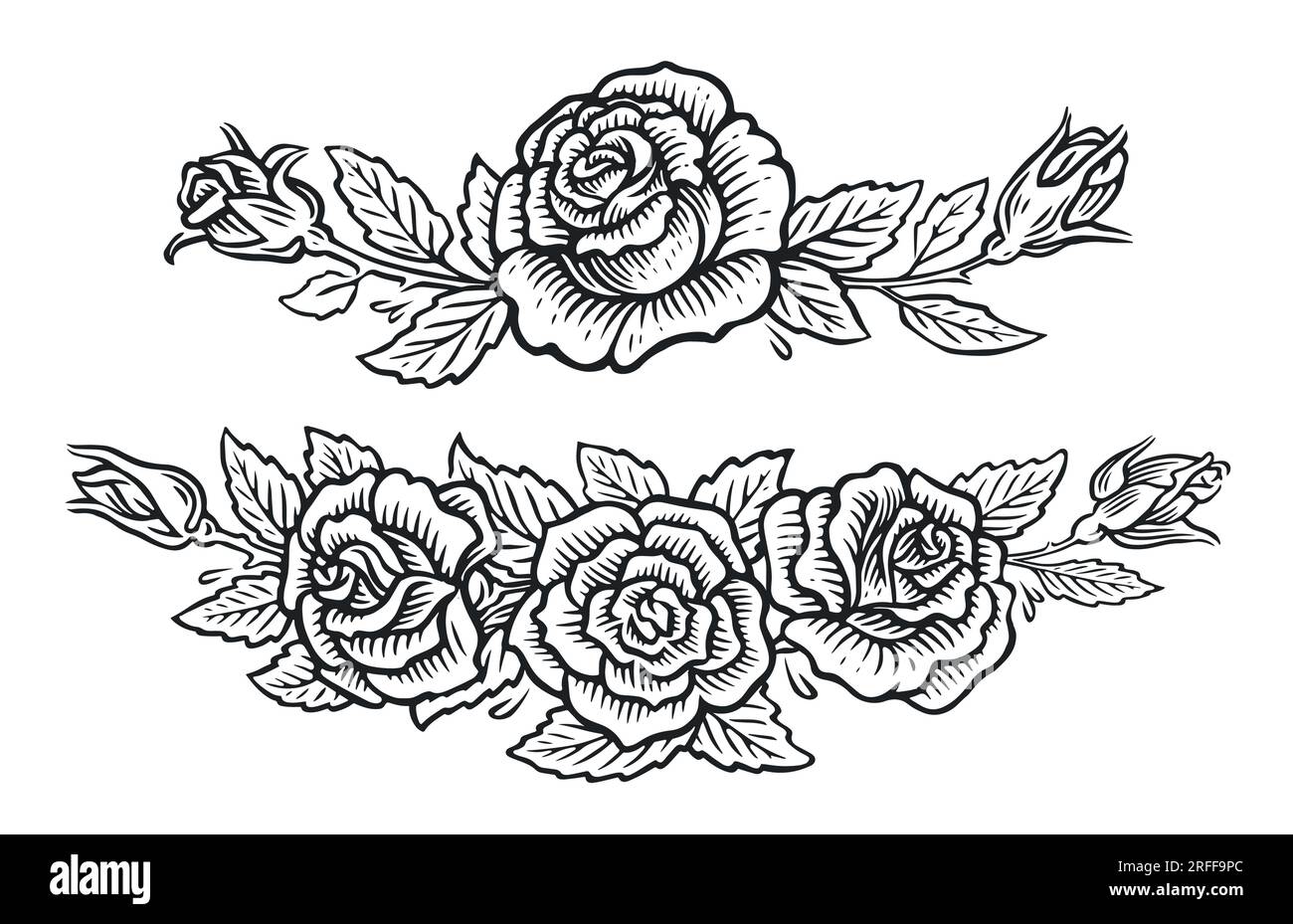 Motif floral avec des fleurs et des feuilles. Roses design de bordure vintage pour carte de voeux ou invitation. Illustration vectorielle Illustration de Vecteur