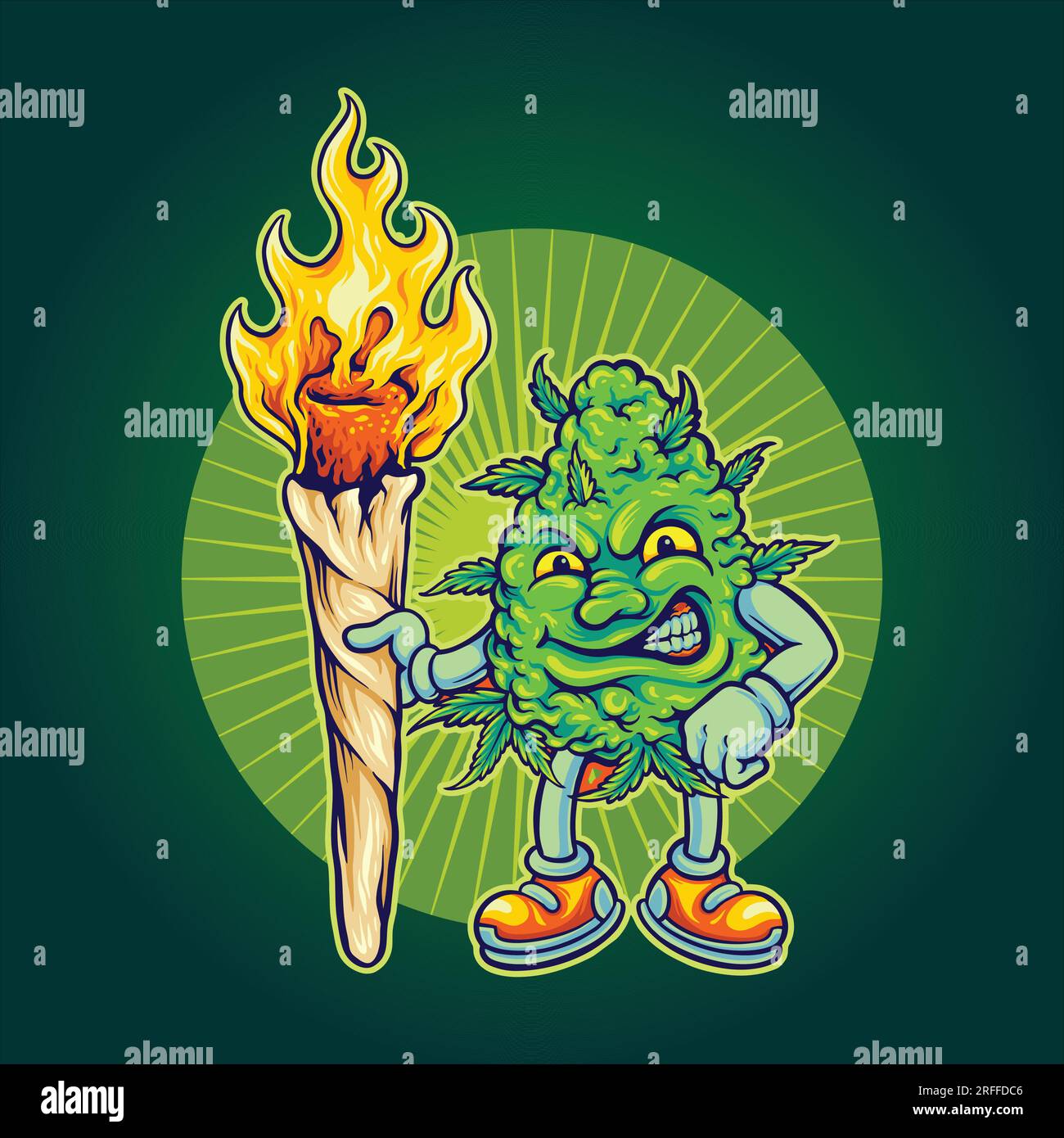 Fresh Prenez des illustrations vectorielles de bourgeons de cannabis monstres drôles pour votre logo de travail, t-shirt de marchandises, autocollants et dessins d'étiquettes, affiche, cartes de vœux Illustration de Vecteur