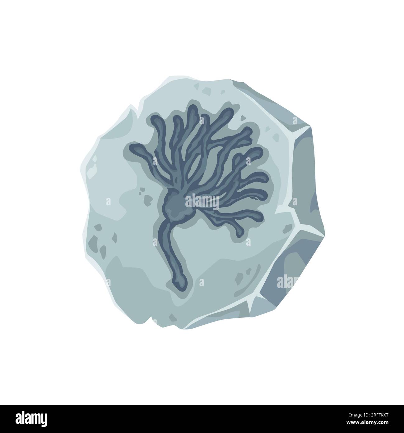 Empreinte fossile, végétale ancienne ou animale marine préhistorique, musée d'archéologie vectorielle, science paléontologique. Dessin animé Jurassique fossile, esprit rock gris Illustration de Vecteur
