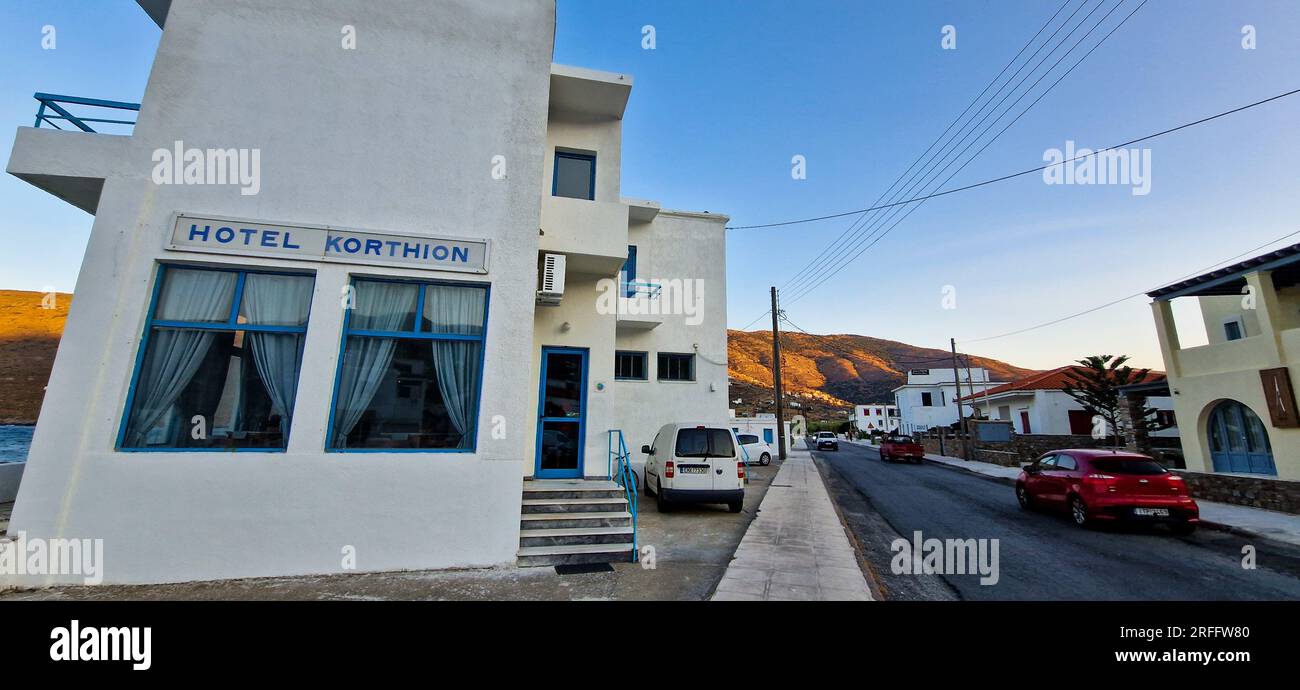 Baie de Korthi, île d'Andros, Grèce, Europe du Sud Banque D'Images