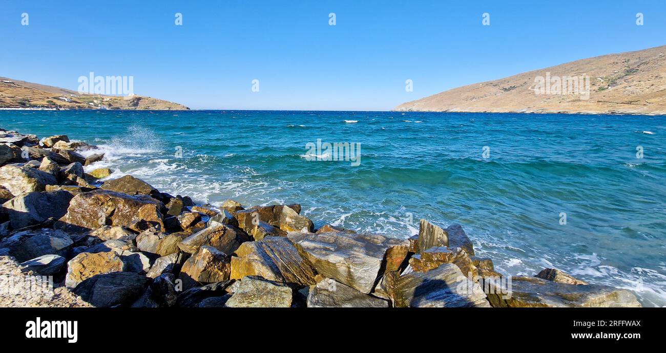 Baie de Korthi, île d'Andros, Grèce, Europe du Sud Banque D'Images