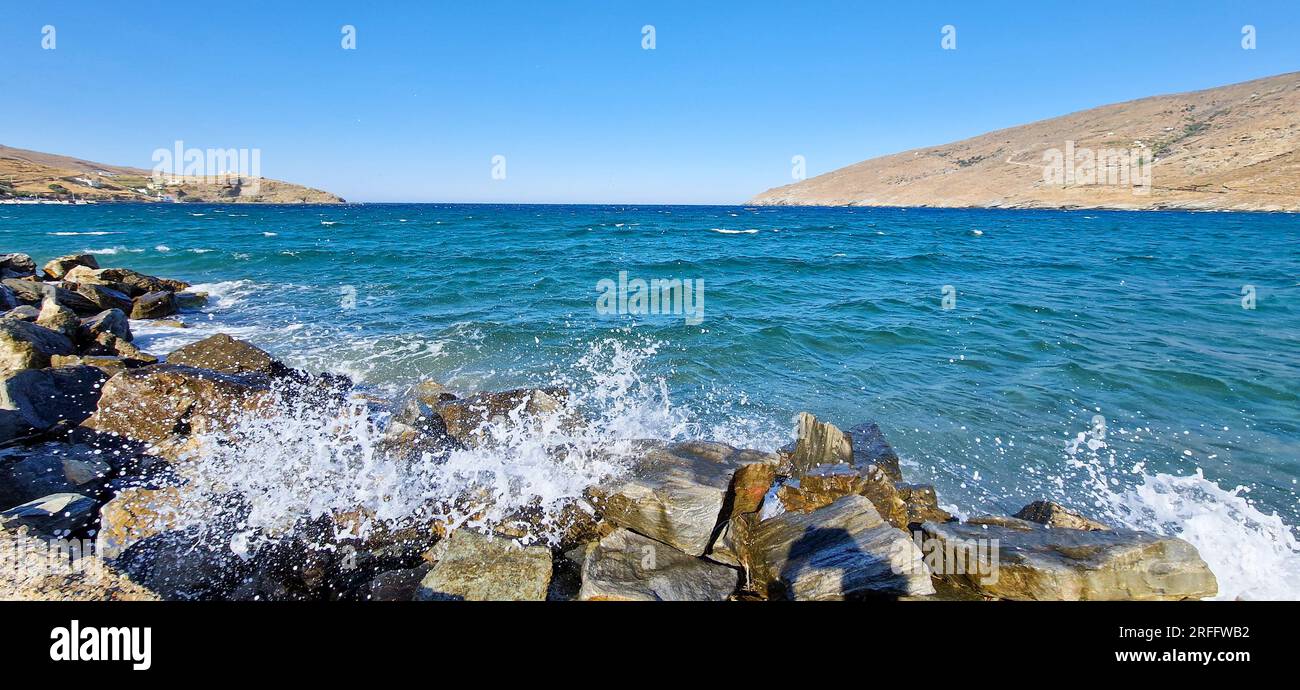 Baie de Korthi, île d'Andros, Grèce, Europe du Sud Banque D'Images