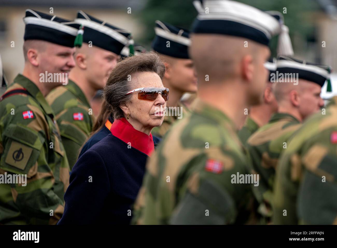 La Princesse Royale lors d'une répétition pour le Royal Edinburgh Military Tattoo de cette année à Redford Barracks à Édimbourg. Le spectacle de cette année, intitulé histoires, célèbre des formes illimitées d'expression à travers histoires et transporte le public dans un voyage d'idées, des premières histoires de feu de camp à la scène mondiale. Date de la photo : jeudi 3 août 2023. Banque D'Images