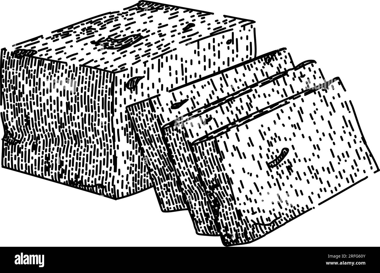 vecteur dessiné à la main de croquis de fromage de cuisine feta Illustration de Vecteur